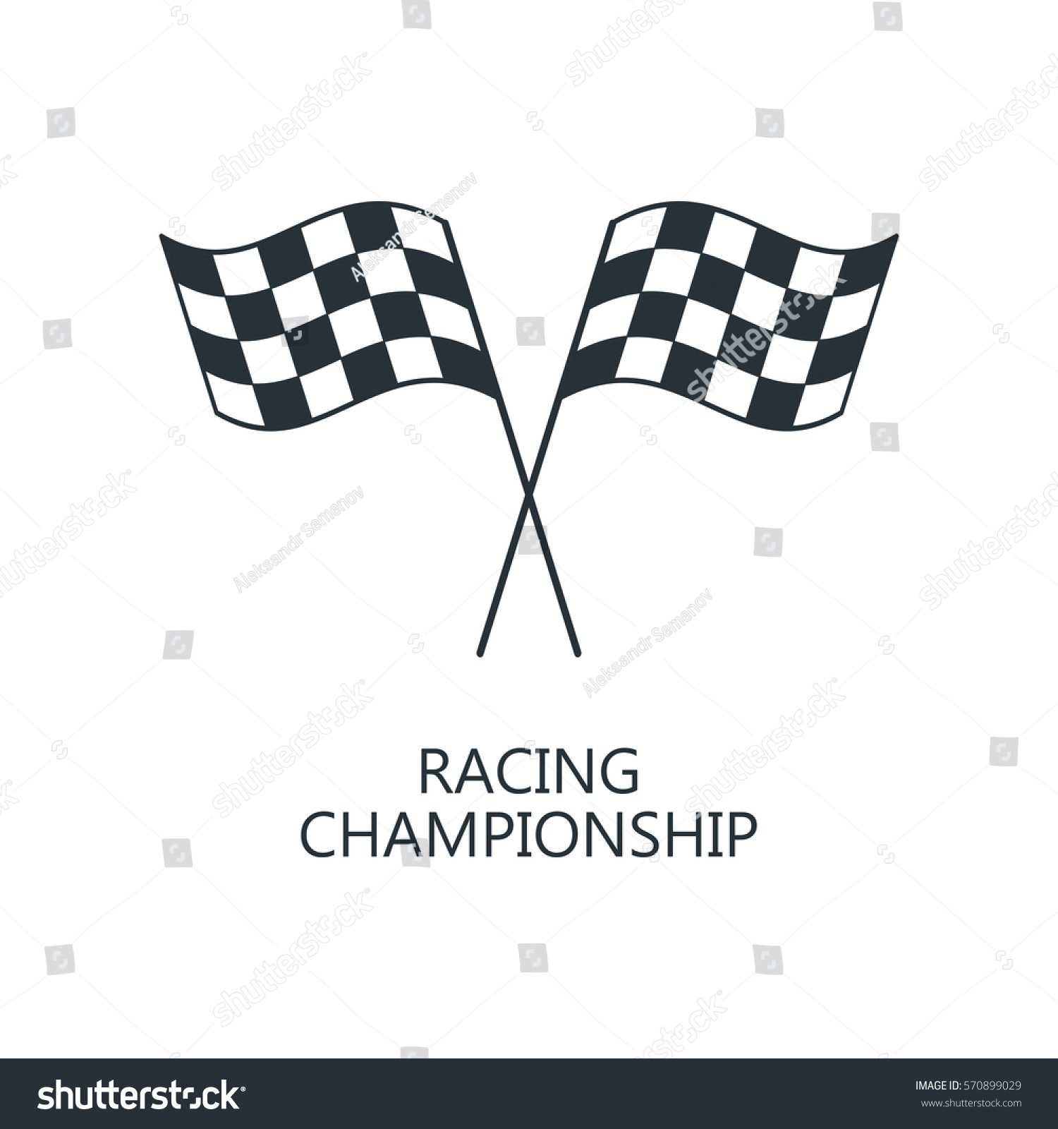 Checkered Flags Icon Crossed Black White Stock Vector (Royalty Free ...