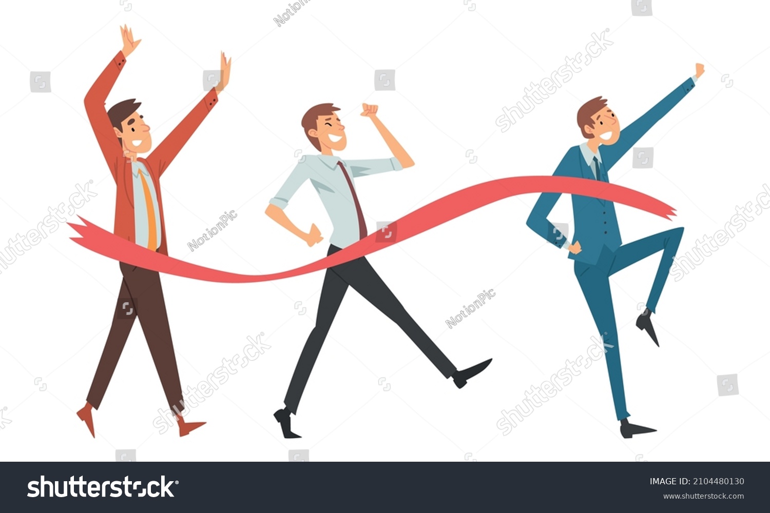 Cheerful Business Man Crossing Finish Line Stock Vector (Royalty Free ...