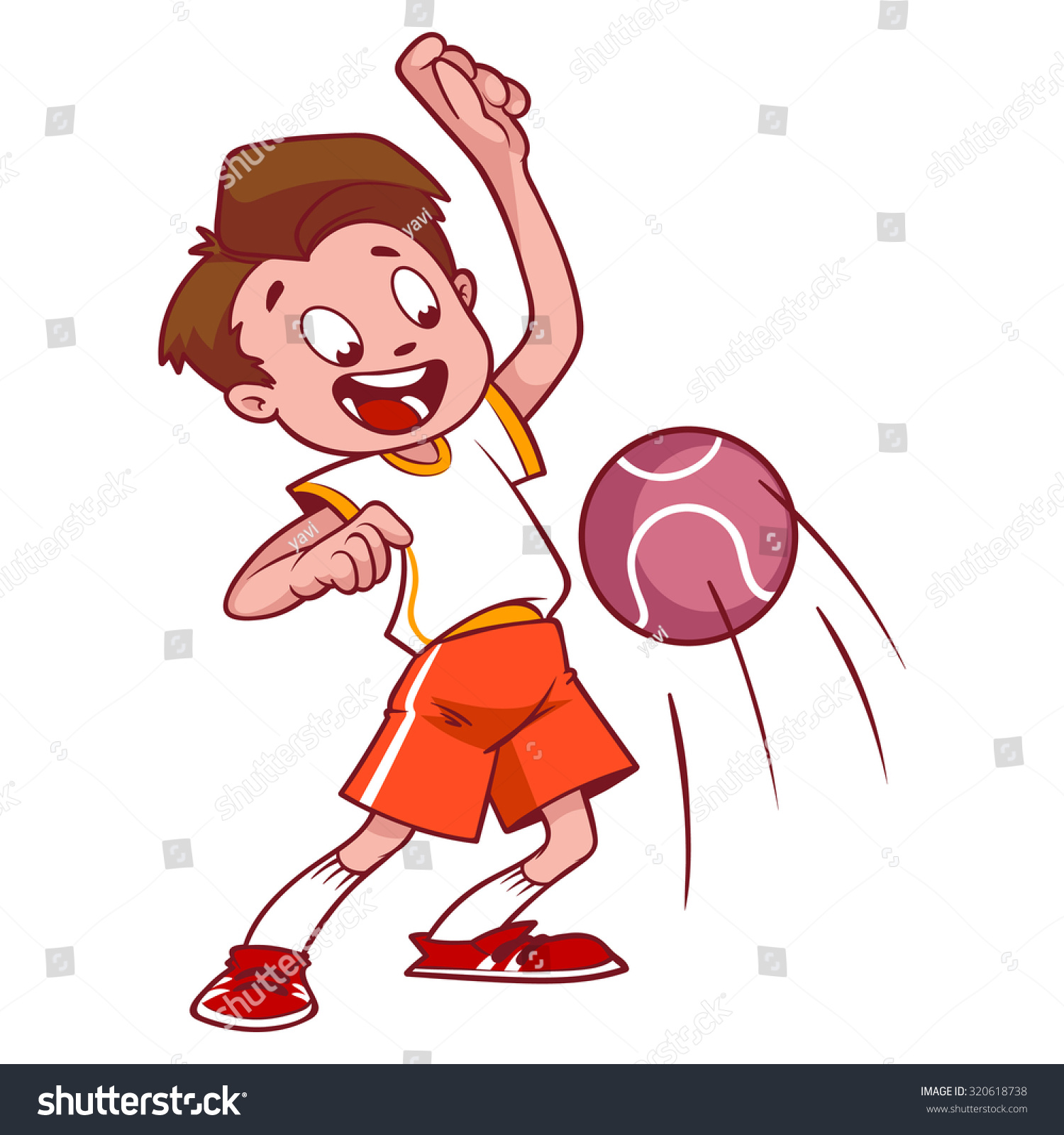 Cheerful Child Playing In Dodgeball. Cartoon Vector Illustration ...