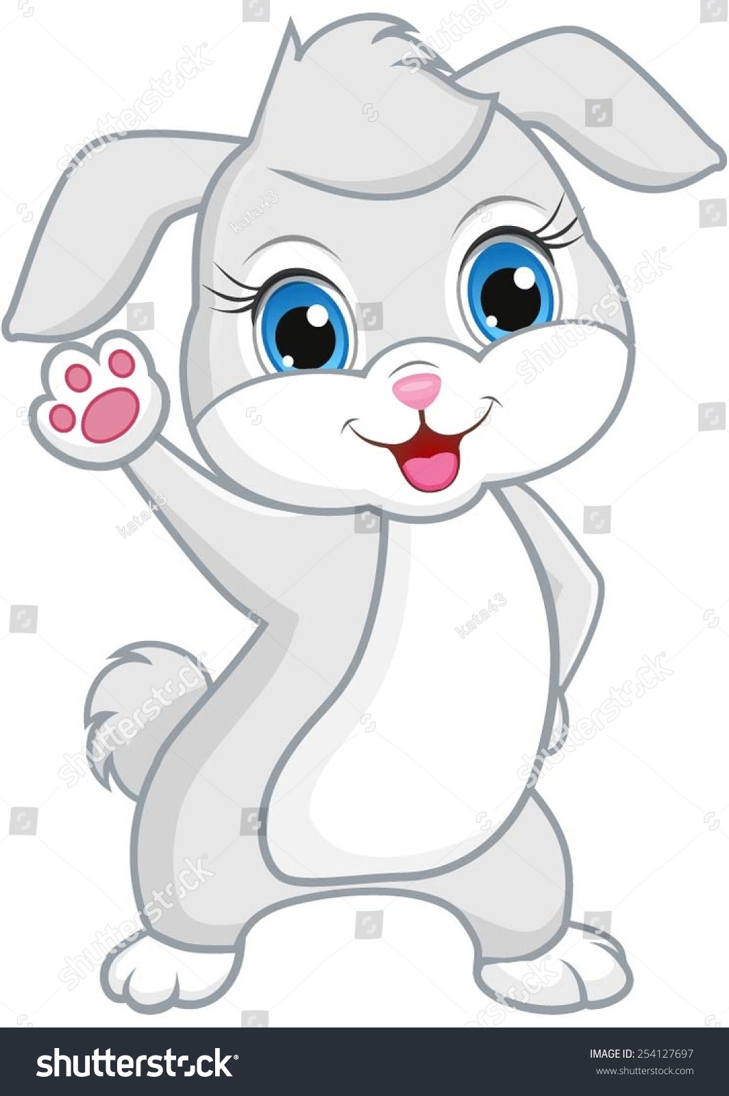 Cheerful Cute Rabbit Waving Hand Stock Vector (Royalty Free) 254127697