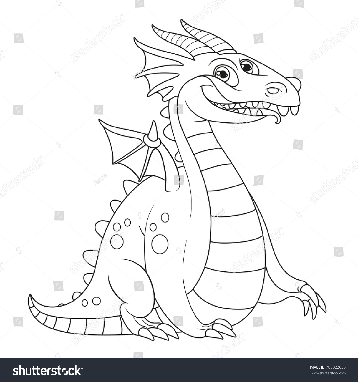 Cheerful Fat Dragon Little Wings Outlines Stock Vector (Royalty Free ...
