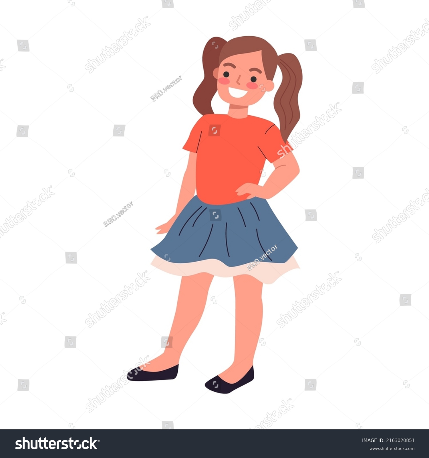 Cheerful Little Girl Smart Skirt Kid Stock Vector (Royalty Free ...