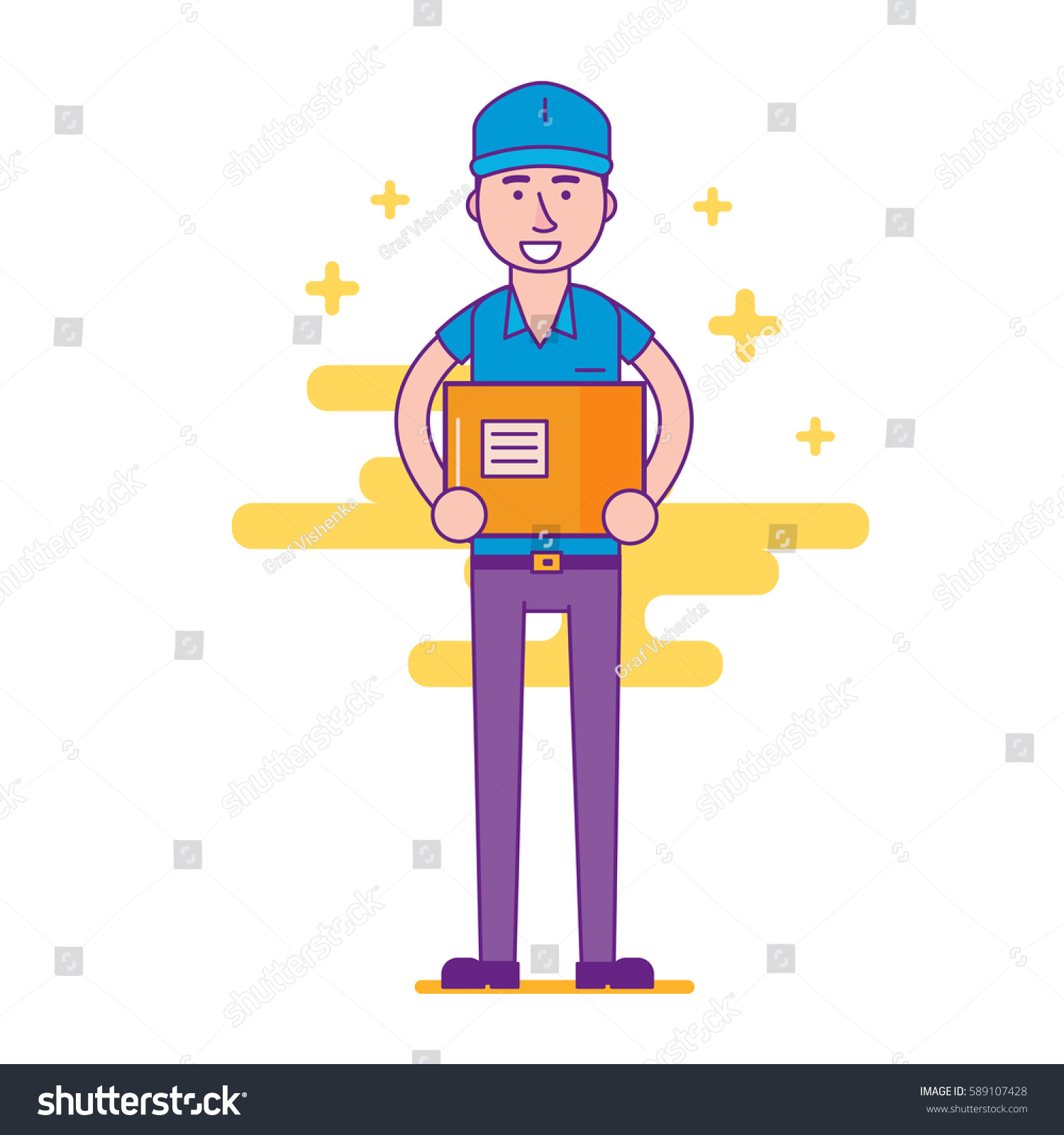 Cheerful Logistics Company Courier Delivery Man Stock Vector 589107428 ...