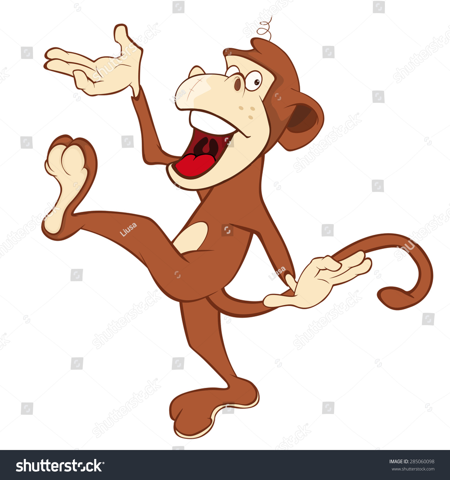 Cheerful Monkey Cartoon Stock Vector (Royalty Free) 285060098 ...