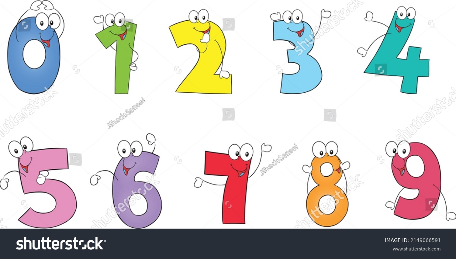 Cheerful Numbers Faces Math Stock Vector (Royalty Free) 2149066591 ...