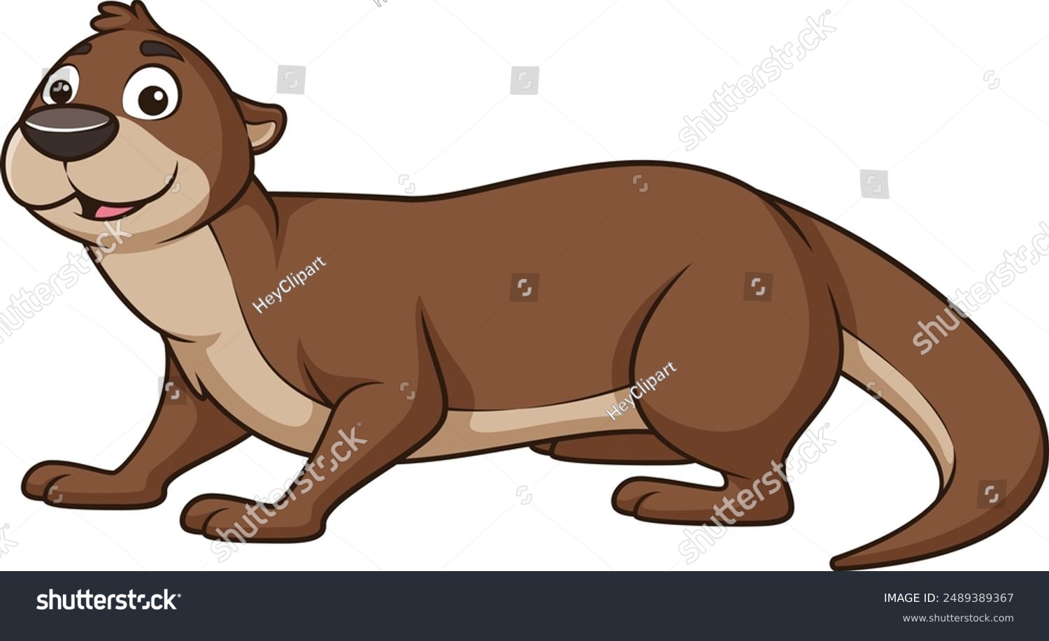 brown otter cartoon character smiling clip art preview