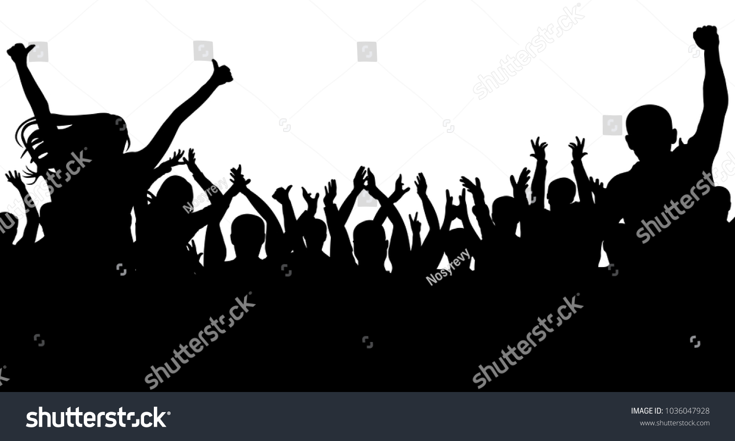 Cheerful People Crowd Silhouette Party Applause Stock Vector (Royalty ...
