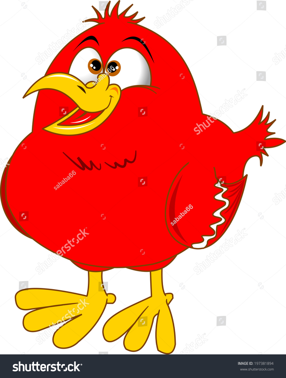 Cheerful Red Bird Sings Song Vector Stock Vector (Royalty Free