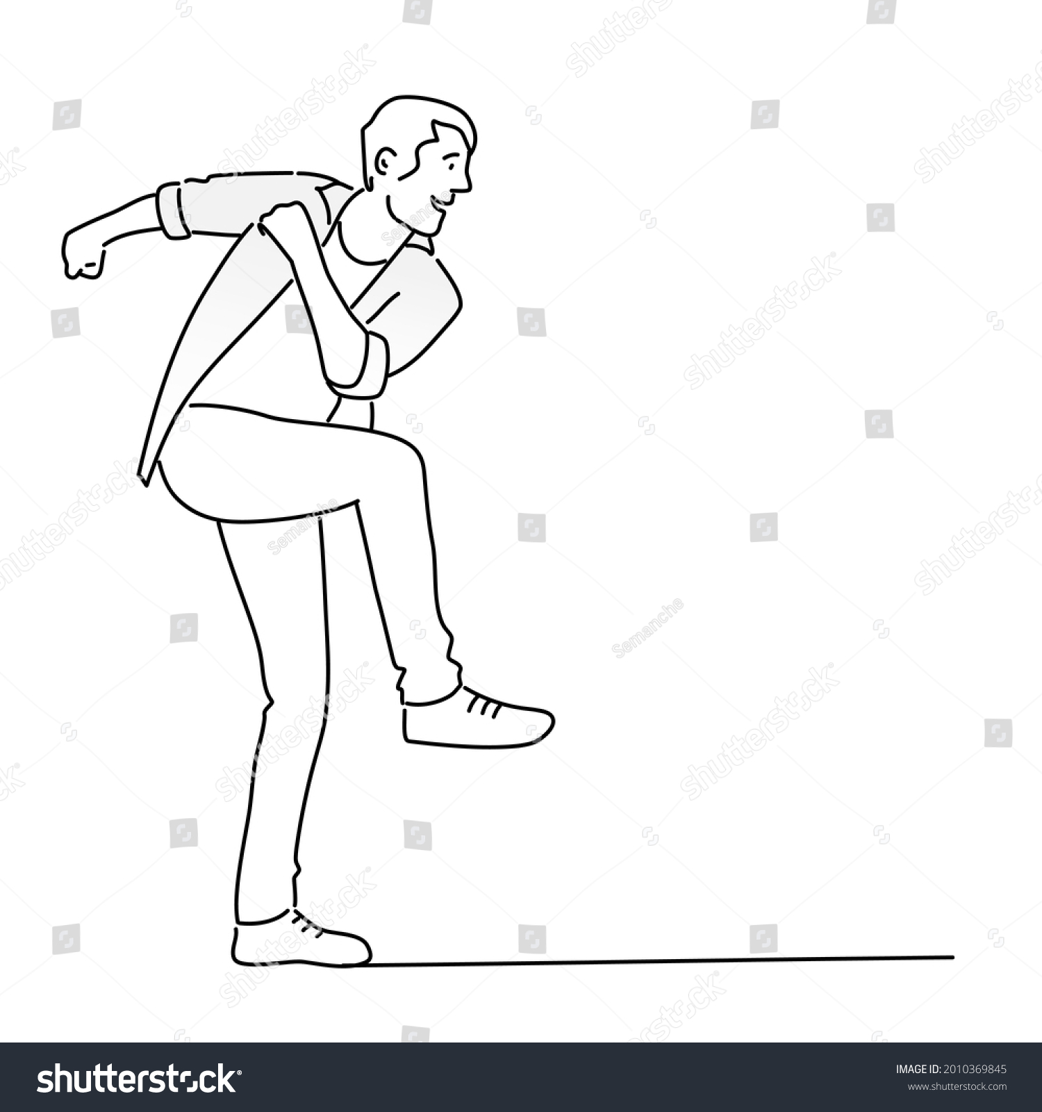 Cheerful Young Guy Dancing Hand Drawn Stock Vector (Royalty Free ...