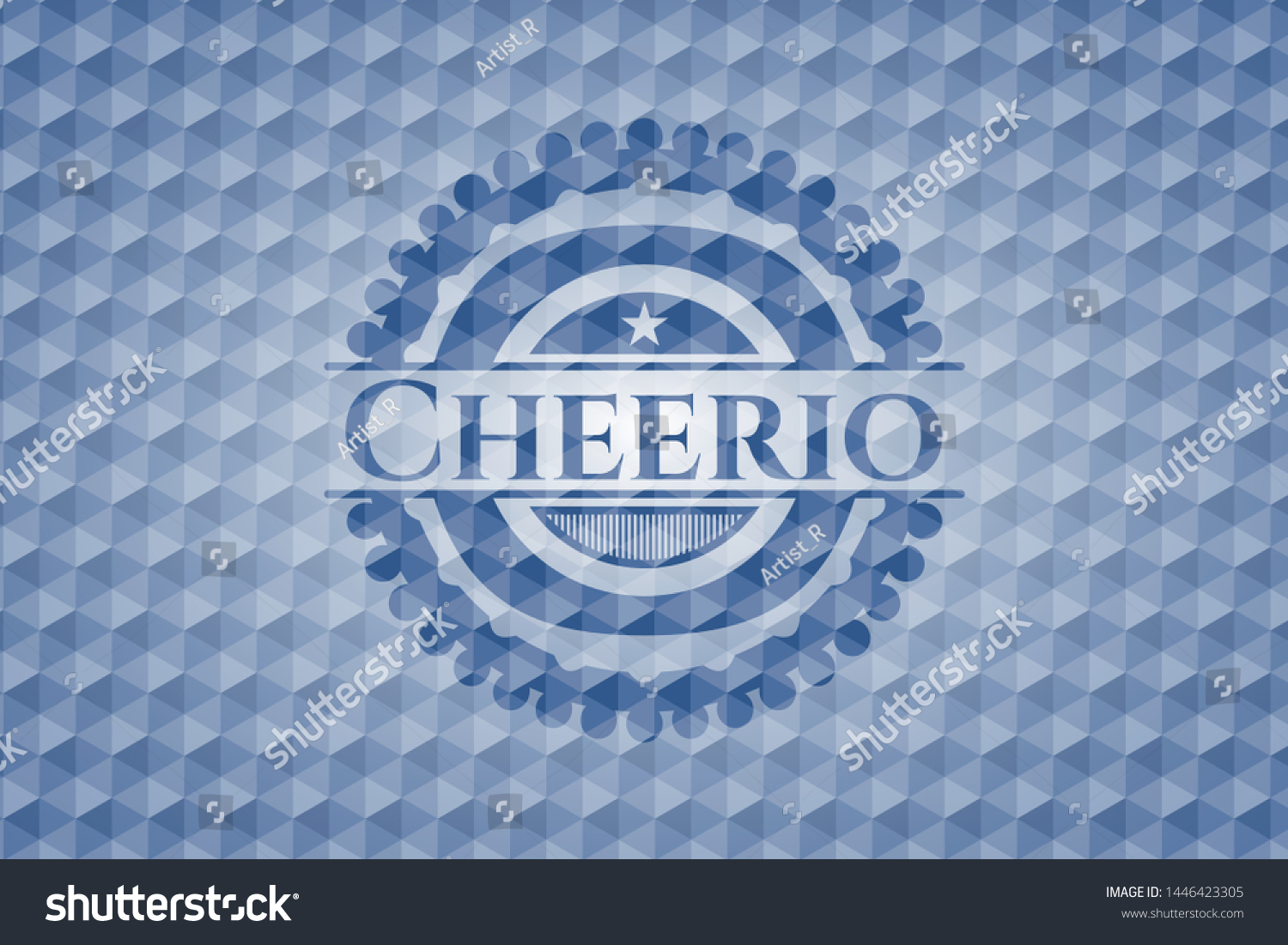 SVG of Cheerio blue emblem with geometric pattern background. Vector Illustration. Detailed. svg