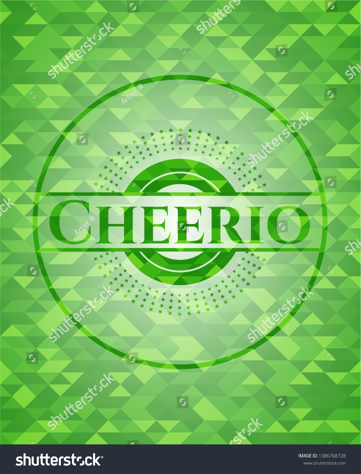 SVG of Cheerio green emblem with triangle mosaic background. Vector Illustration. Detailed. svg