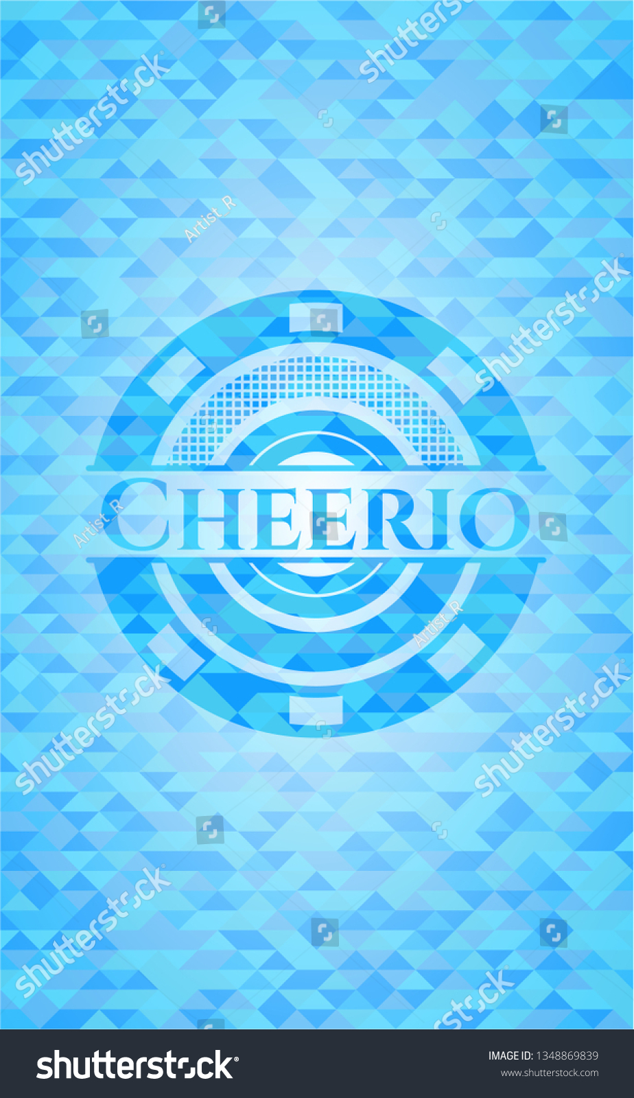 SVG of Cheerio light blue emblem with triangle mosaic background svg