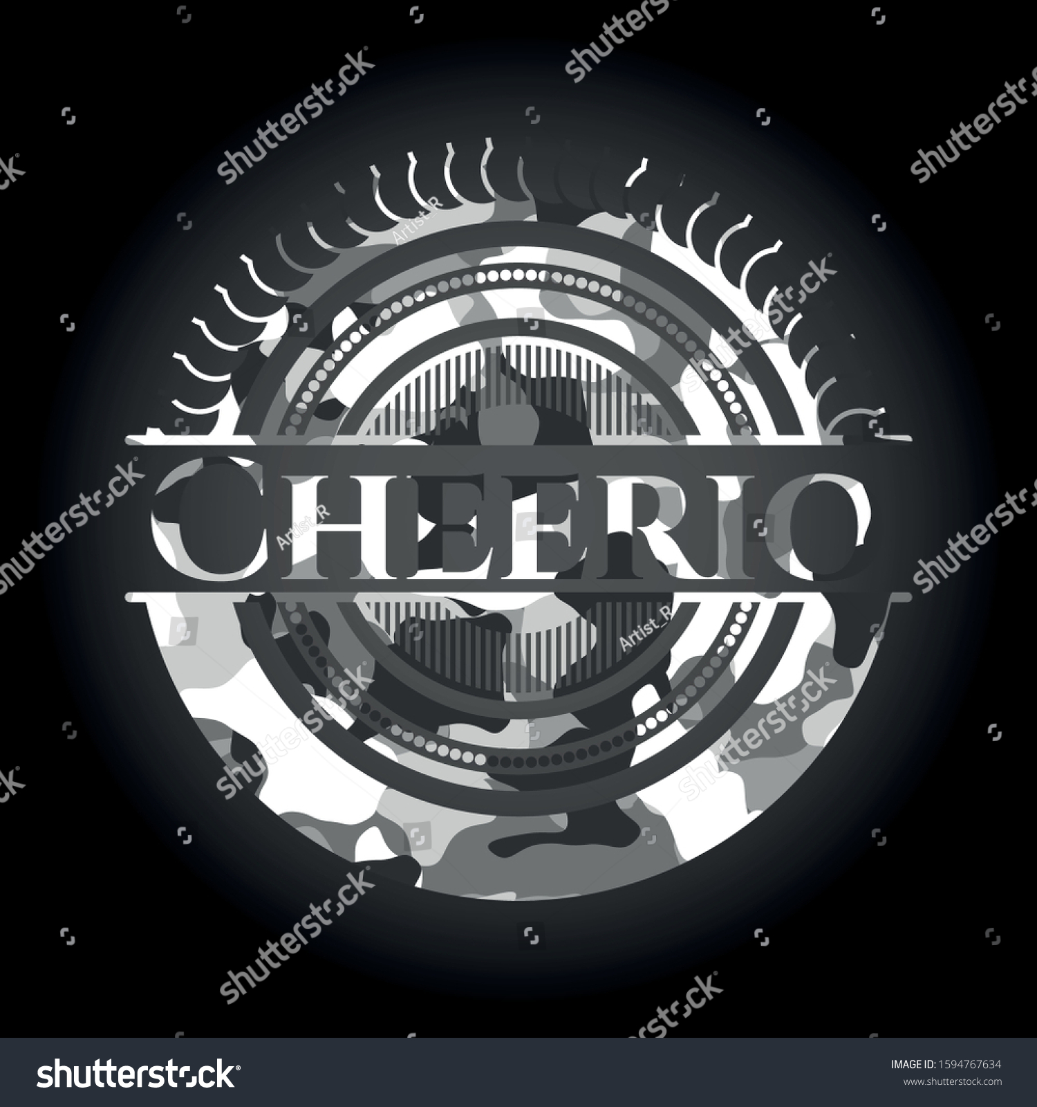 SVG of Cheerio on grey camo pattern svg