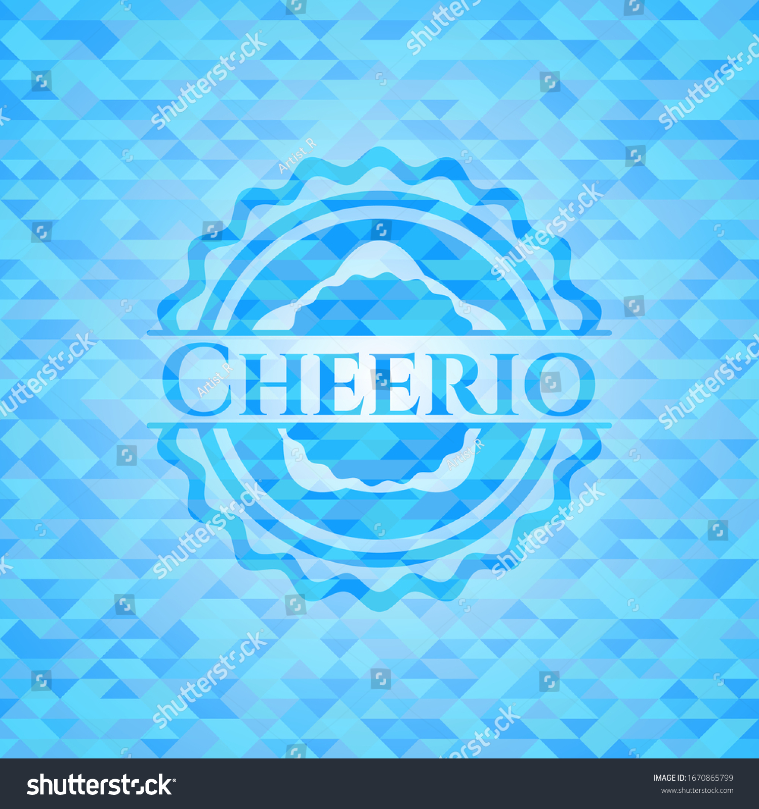 SVG of Cheerio realistic sky blue emblem. Mosaic background svg