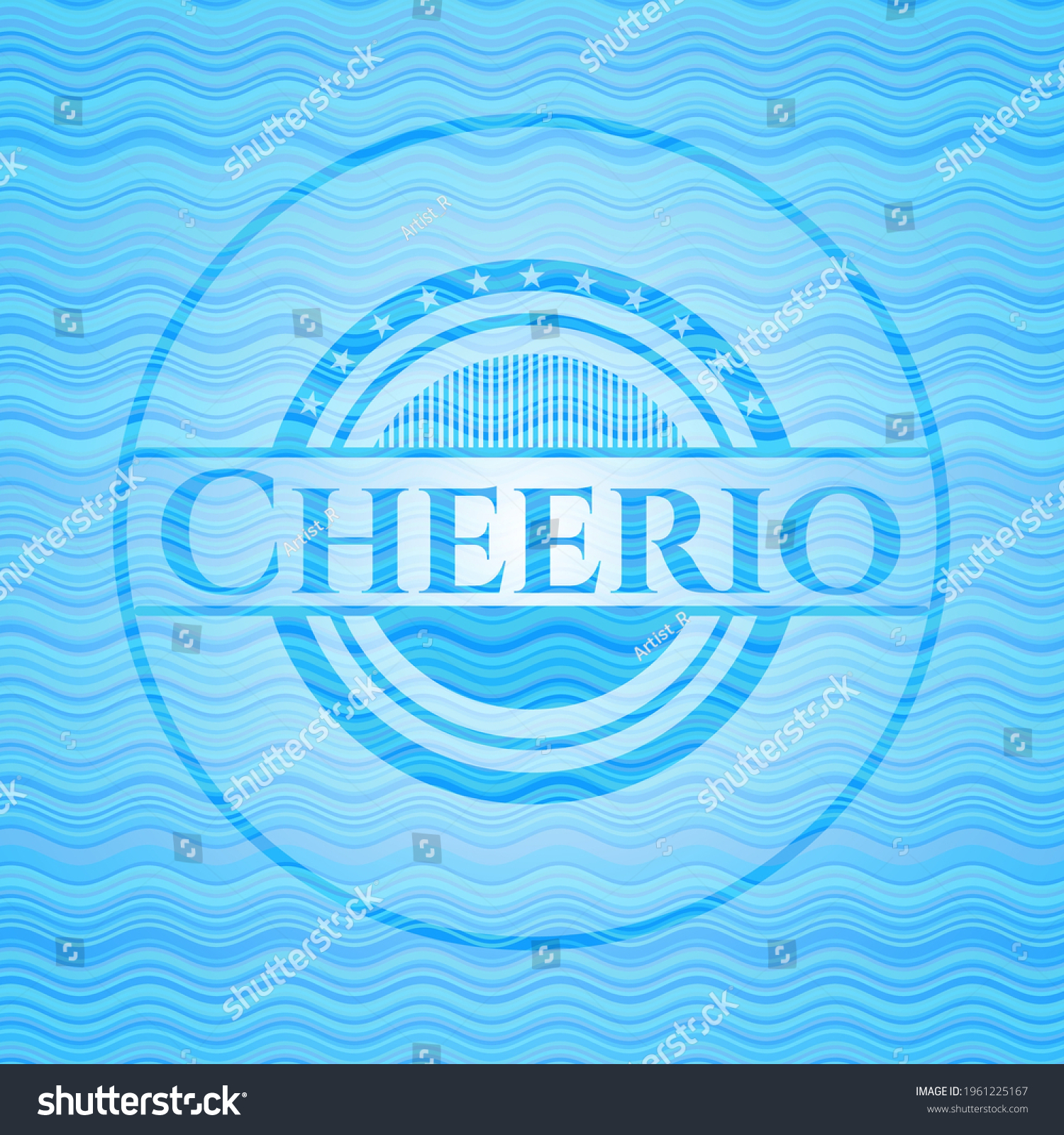 SVG of Cheerio sky blue water wave badge. Vector Illustration. Detailed.  svg
