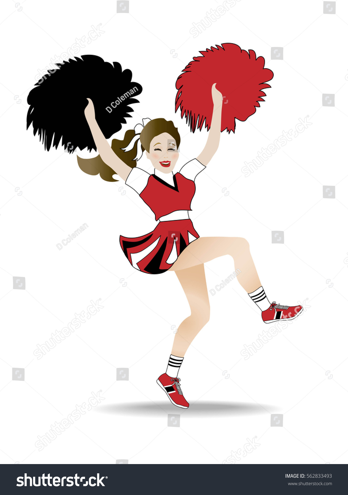 Cheerleader Yelling Cheer While Jumping Shaking Stock Vector (Royalty ...