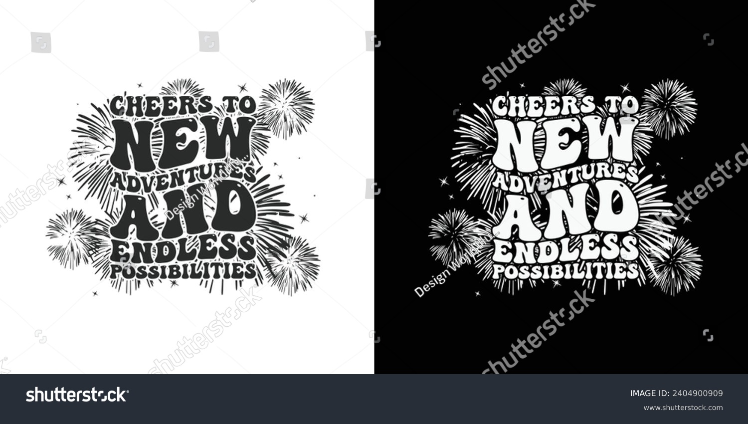 SVG of Cheers to new adventure and endless possibilities - typography vintage graphic happy new year t shirt design. Happy new year 2024 t shirt design svg
