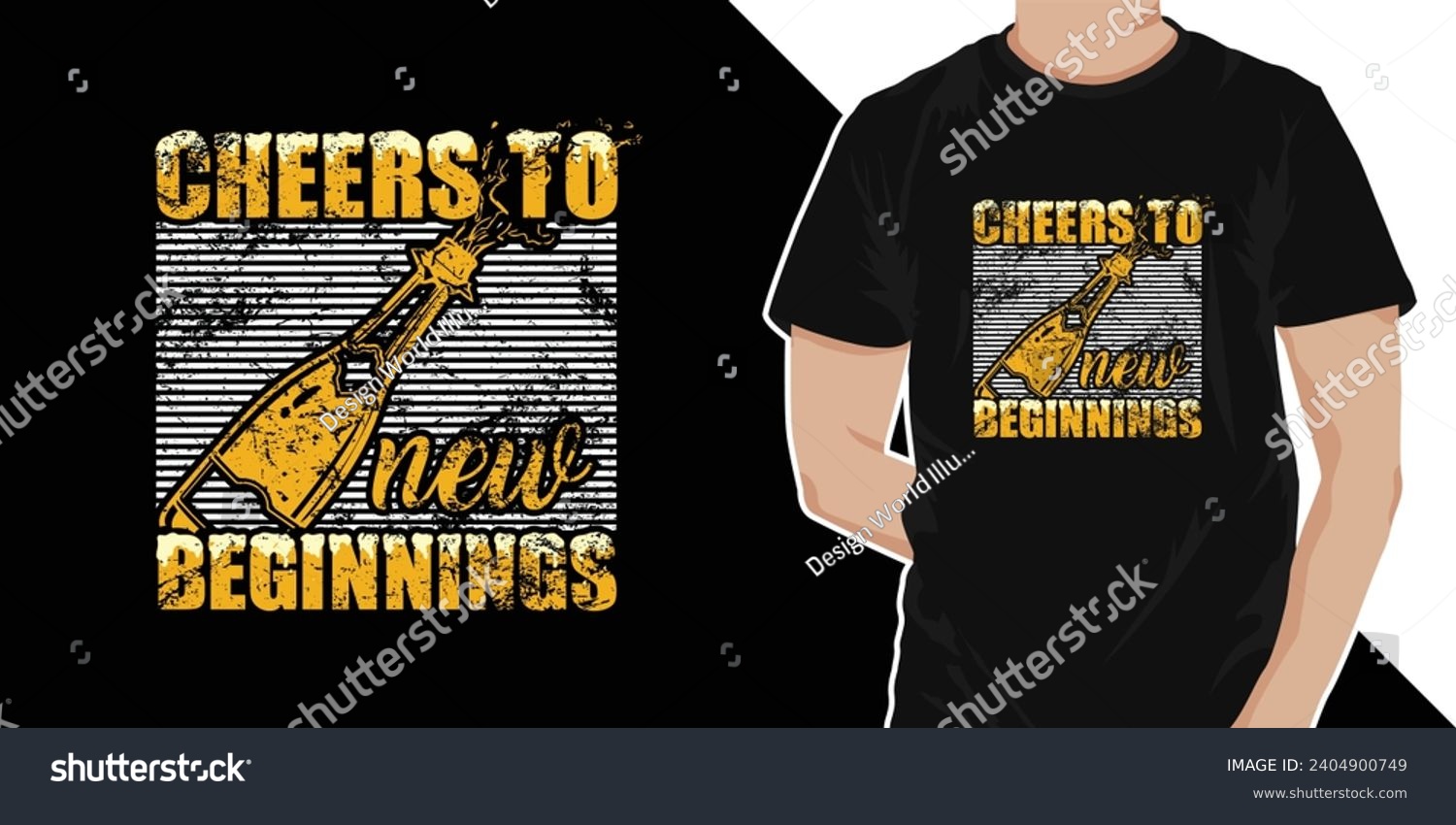 SVG of Cheers to new beginnings - typography vintage graphic happy new year t shirt design. Happy new year 2024 t shirt design svg