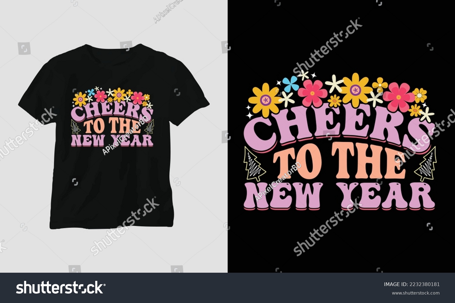 SVG of cheers to the new year - Groovy New year 2023 T-shirt and apparel design. Vector print, typography, poster, emblem, festival, party, Black, gift, card, Craft Design, groovy, retro, svg