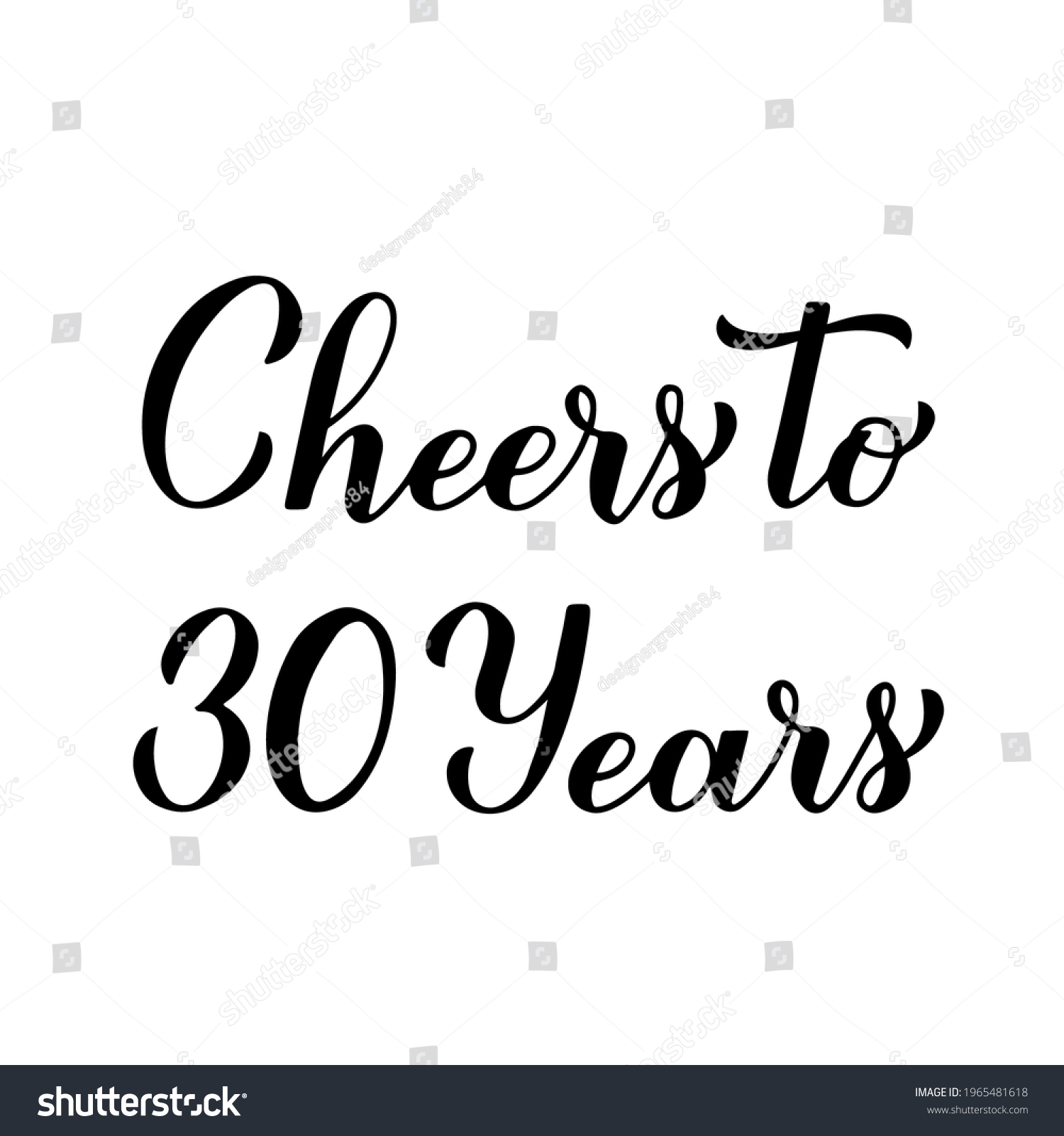 SVG of Cheers to 30 years calligraphy hand lettering. 30th Birthday or Anniversary celebration typography poster. Vector template for greeting card, banner, invitation, poster, flyer, sticker, t-shirt, etc. svg