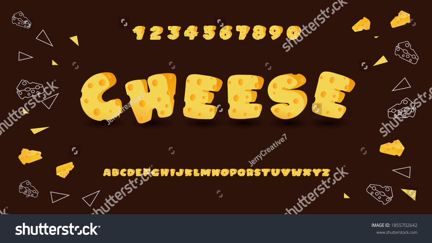 SVG of Cheese Alphabet, typography comic logo design concept, cartoon alphabet with cheese shapes, Vector illustration. svg