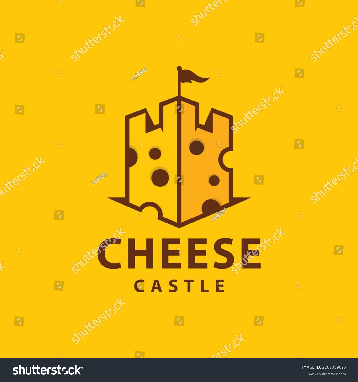 SVG of Cheese castle Logo Design. Castle from cheese vector logo design svg
