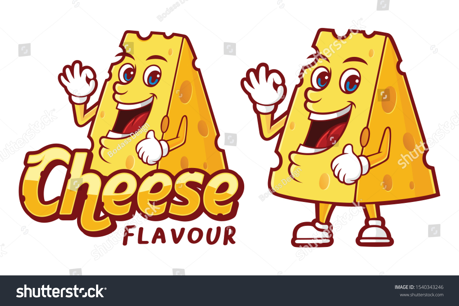 SVG of Cheese Flavour, with funny cheese character, for information and illustration of taste of various types of food products svg