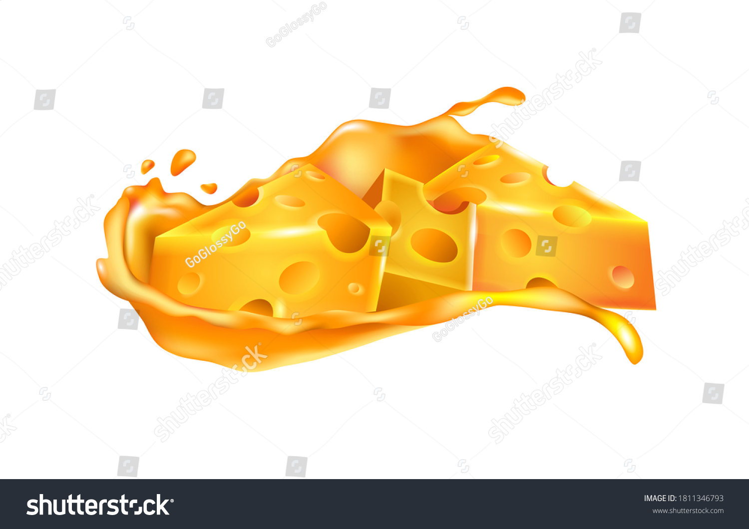 Cheese Sauce Sliced Cheeses On Melted Stock Vector Royalty Free 1811346793 Shutterstock