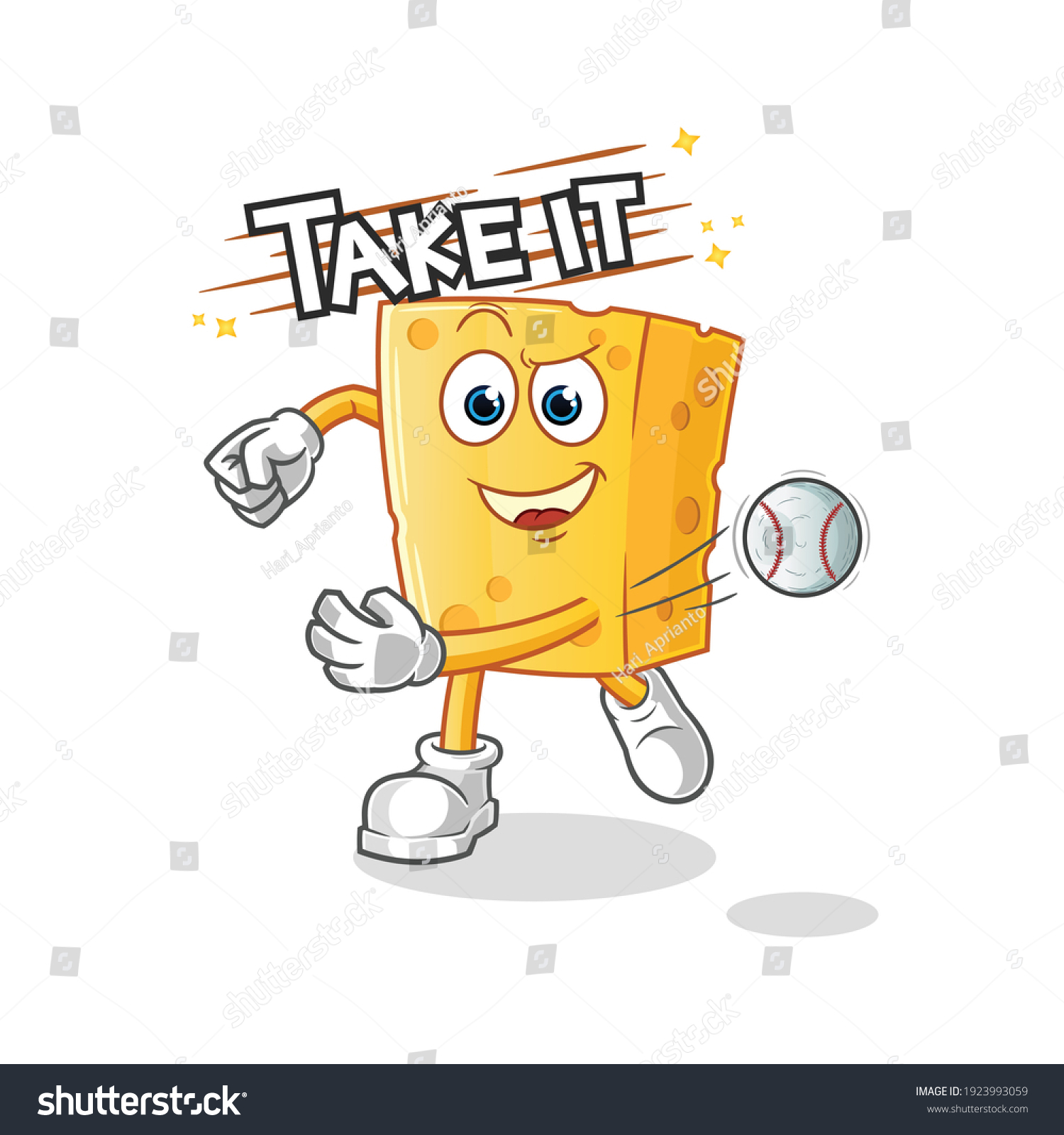 Cheese Throwing Baseball Vector Cartoon Character Stock Vector (Royalty Free) 1923993059