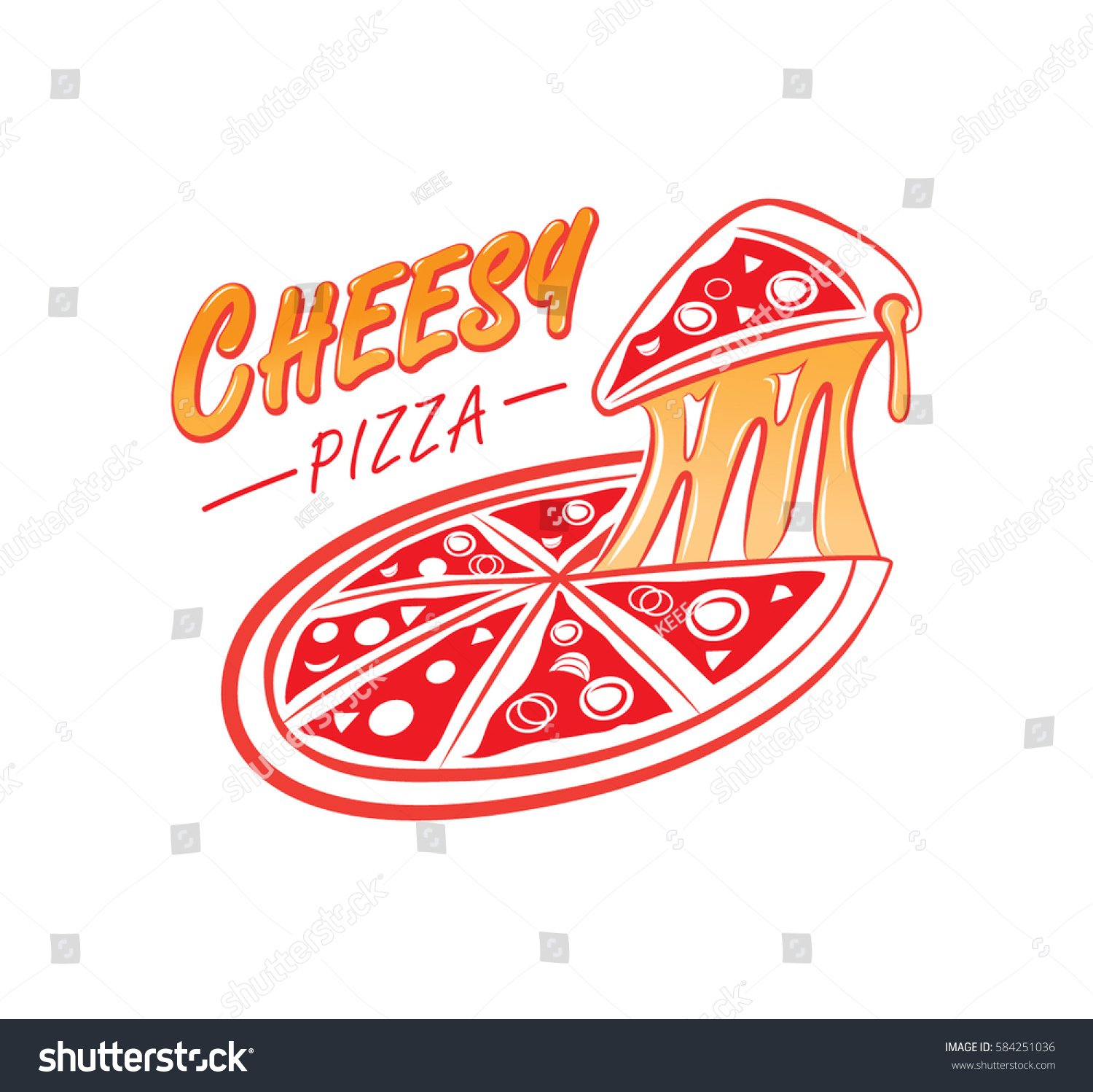 Cheesy Pizza Logo Chewy Pizza Greasy Stock Vector 584251036 - Shutterstock