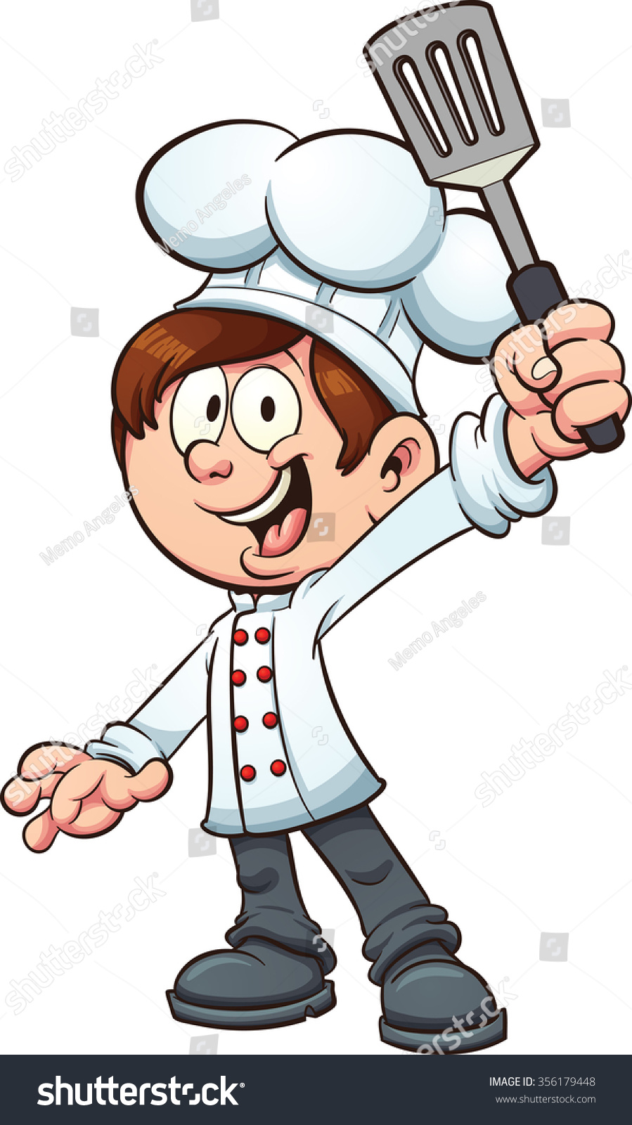 Chef Boy Holding Spatula Vector Clip Stock Vector 356179448 - Shutterstock