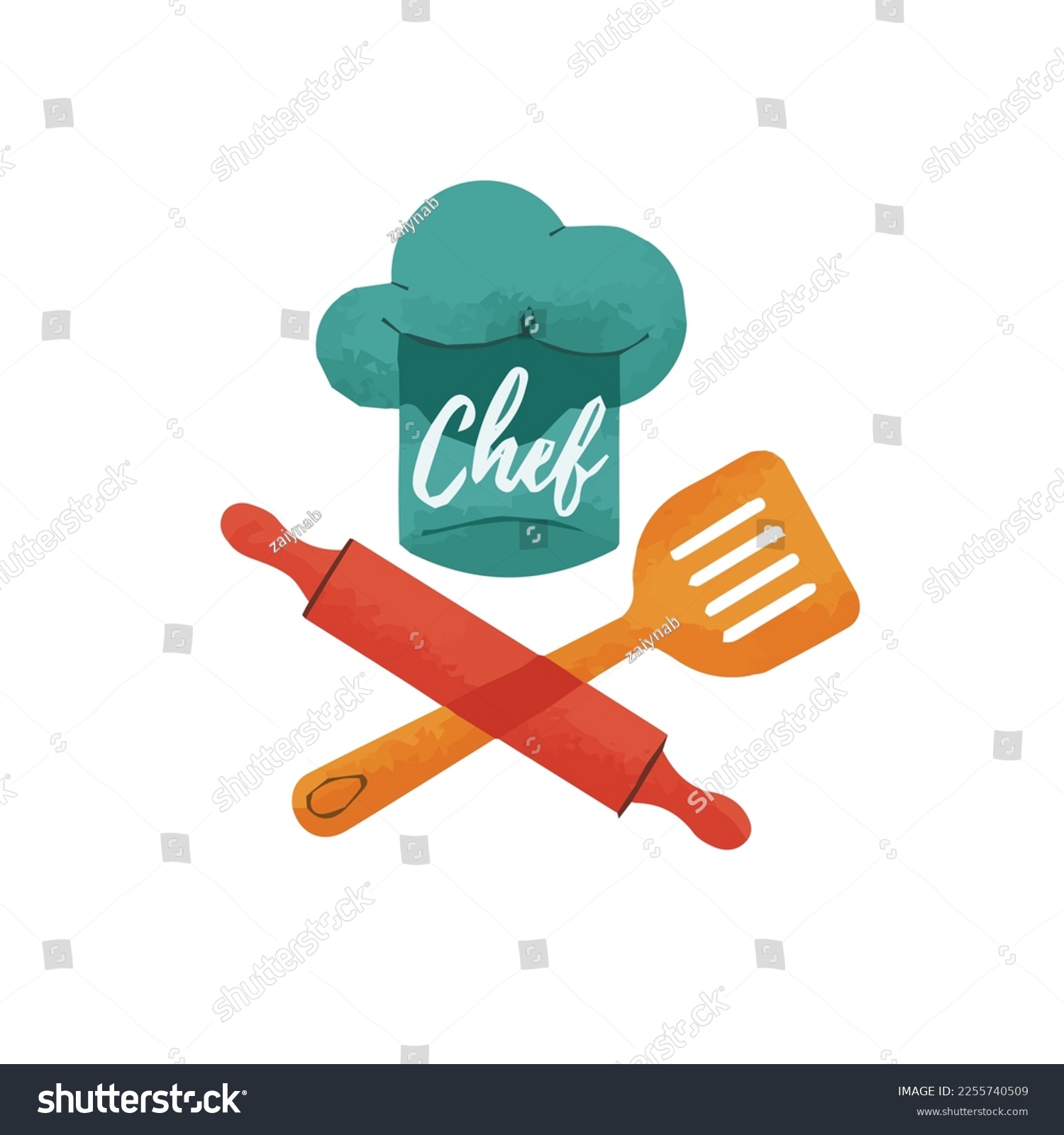SVG of chef hat spatula and rolling vector illustration t-shirt design  svg