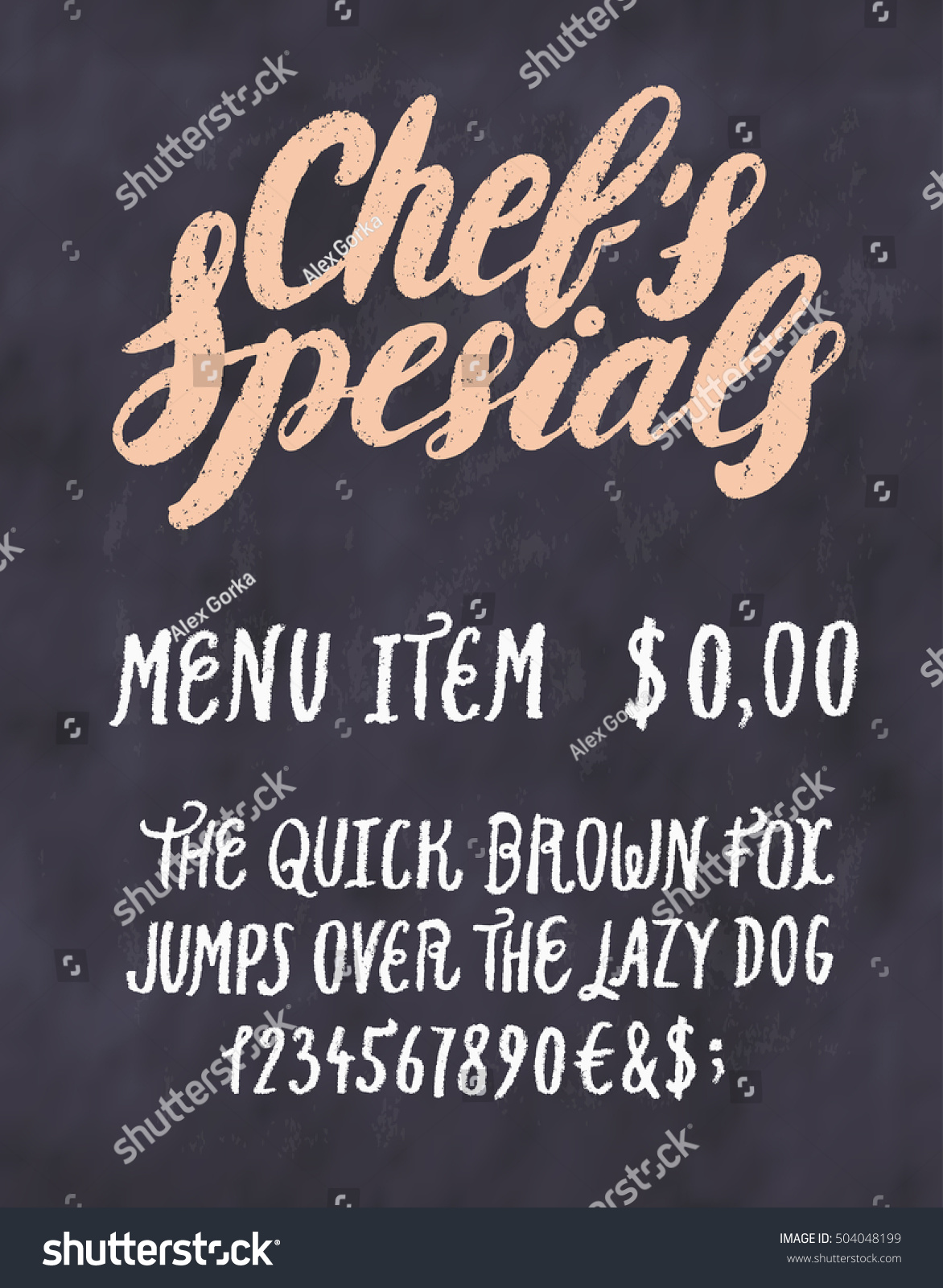 Chefs Specials Menu Chalkboard Template Vector De Stock Libre De Regalías 504048199