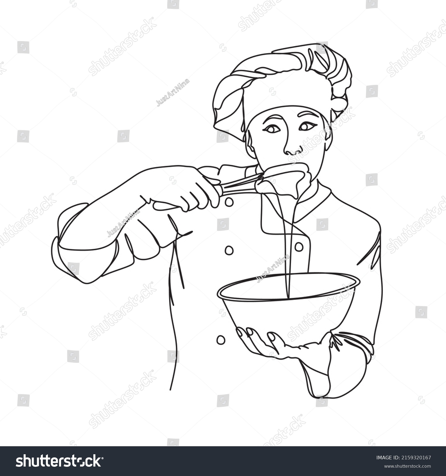 Chef Vector Art Drawingline Artchef Hat Stock Vector (Royalty Free ...