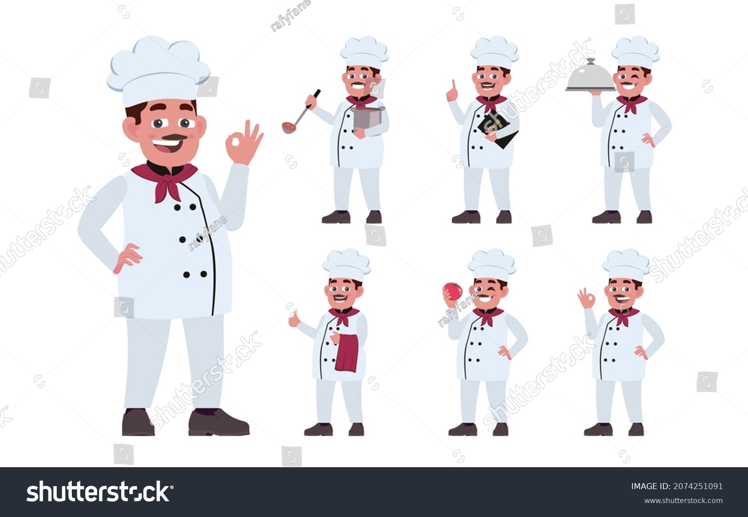 Chef Different Poses Vector Stock Vector (Royalty Free) 2074251091