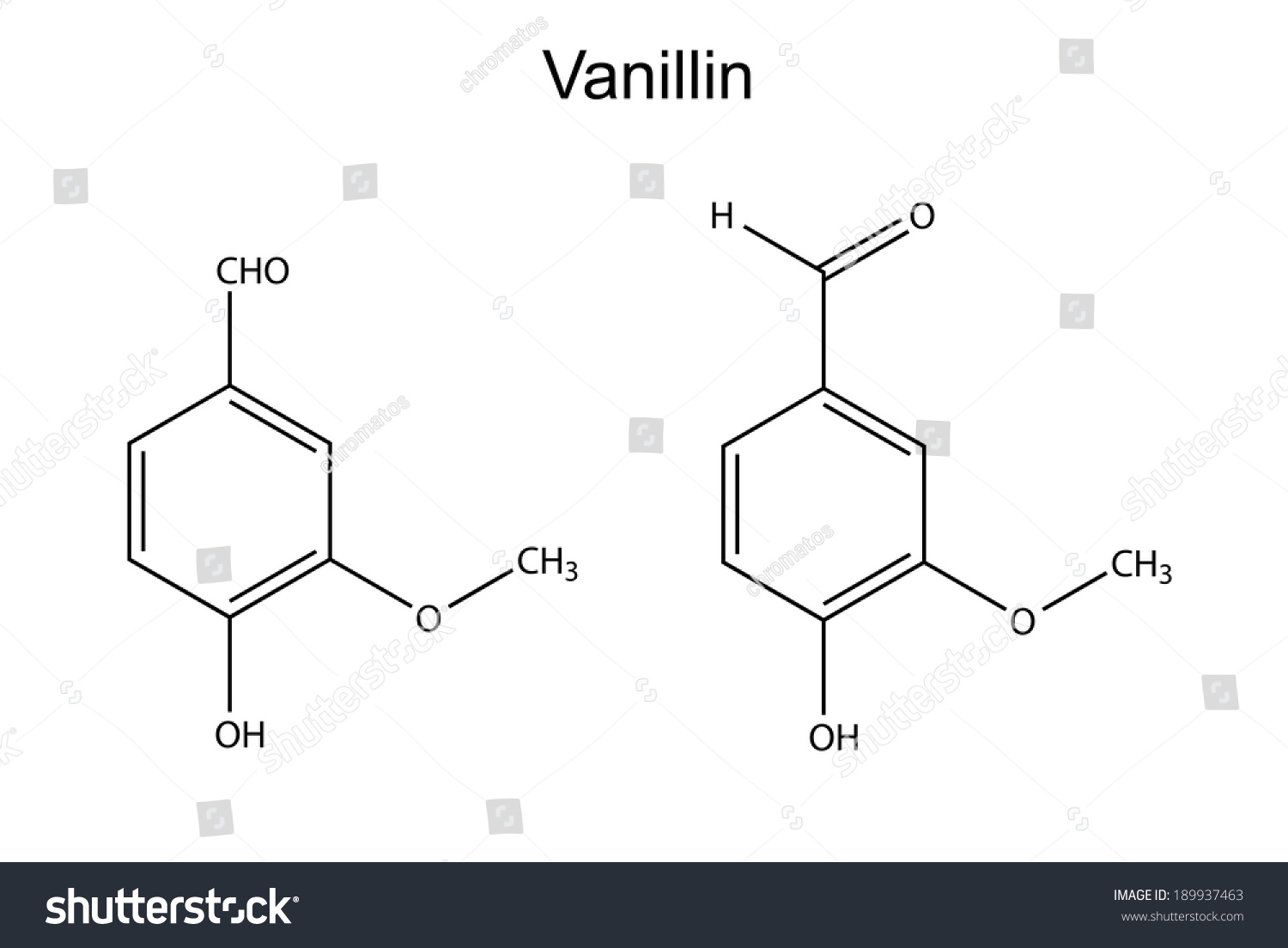 Chemical Formula Of Vanillin Molecule (Flavor Enhancer), 2d ...