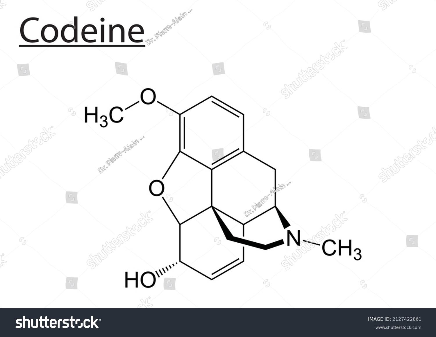 SVG of Chemical molecule structure of codeine - EPS Editable vector file svg