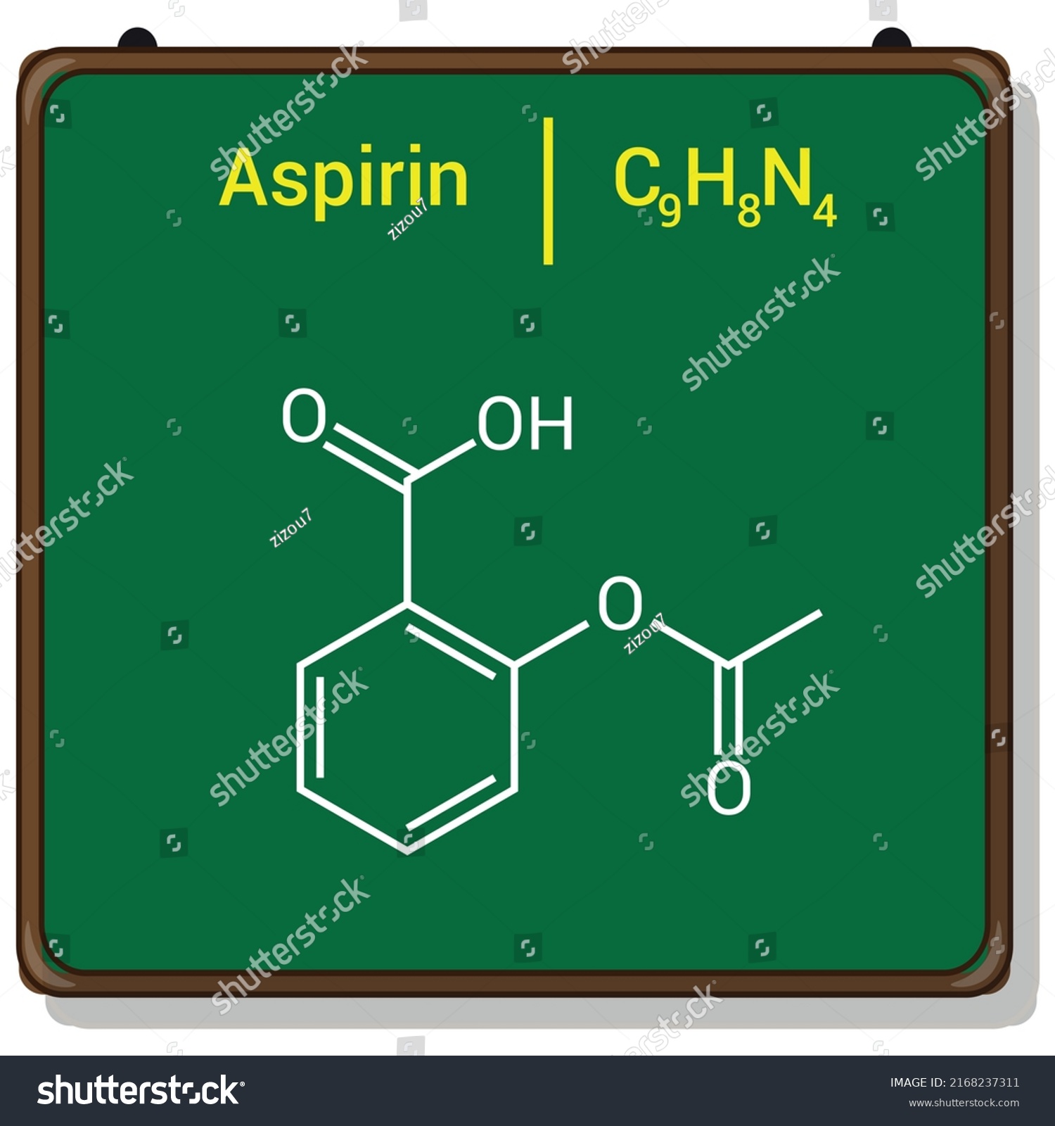 Chemical Structure Aspirin C9h8o4 Stock Vector Royalty Free 2168237311 Shutterstock