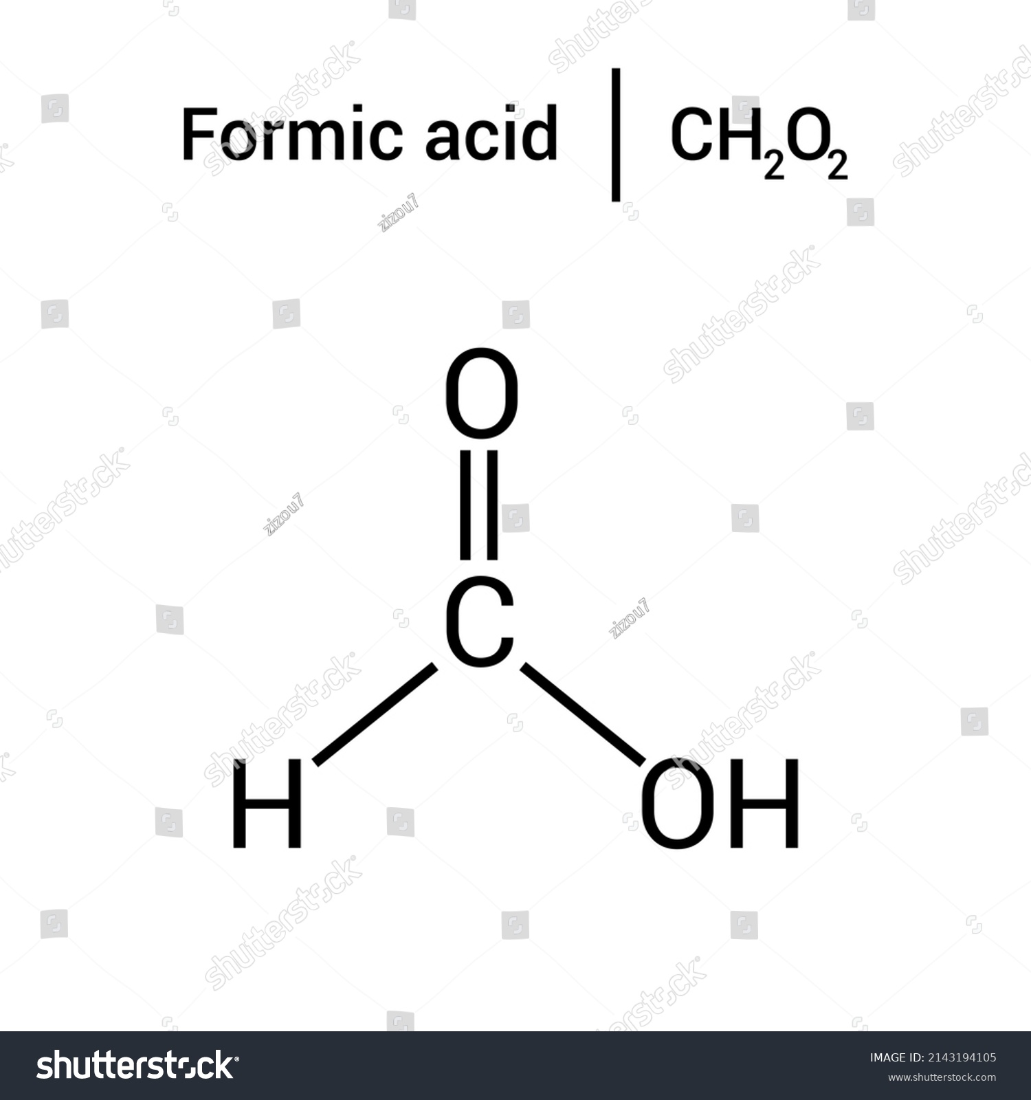 Chemical Structure Formic Acid Ch2o2 Stock Vector (Royalty Free ...