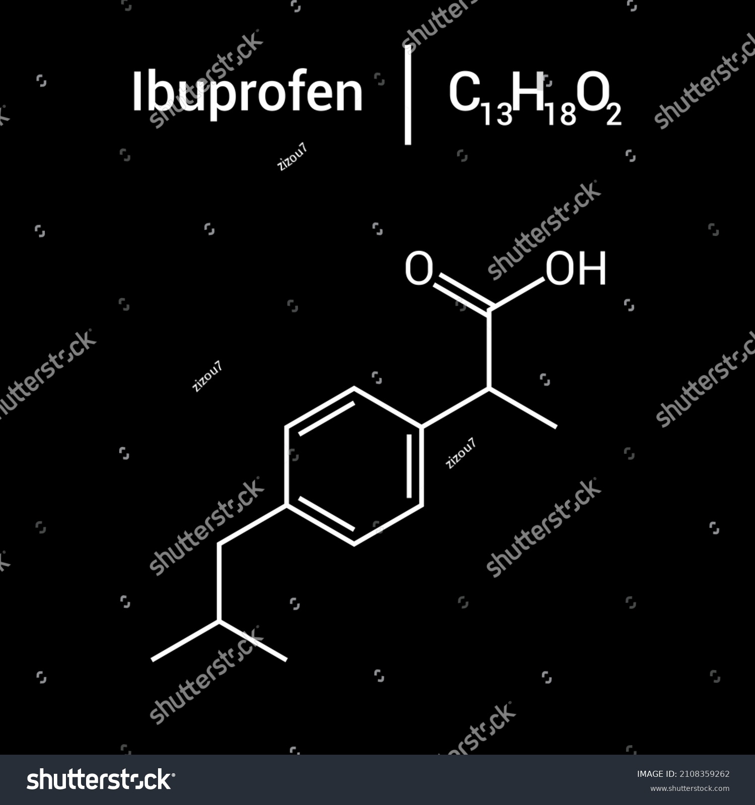 Chemical Structure Ibuprofen C13h18o2 Stock Vector (Royalty Free ...