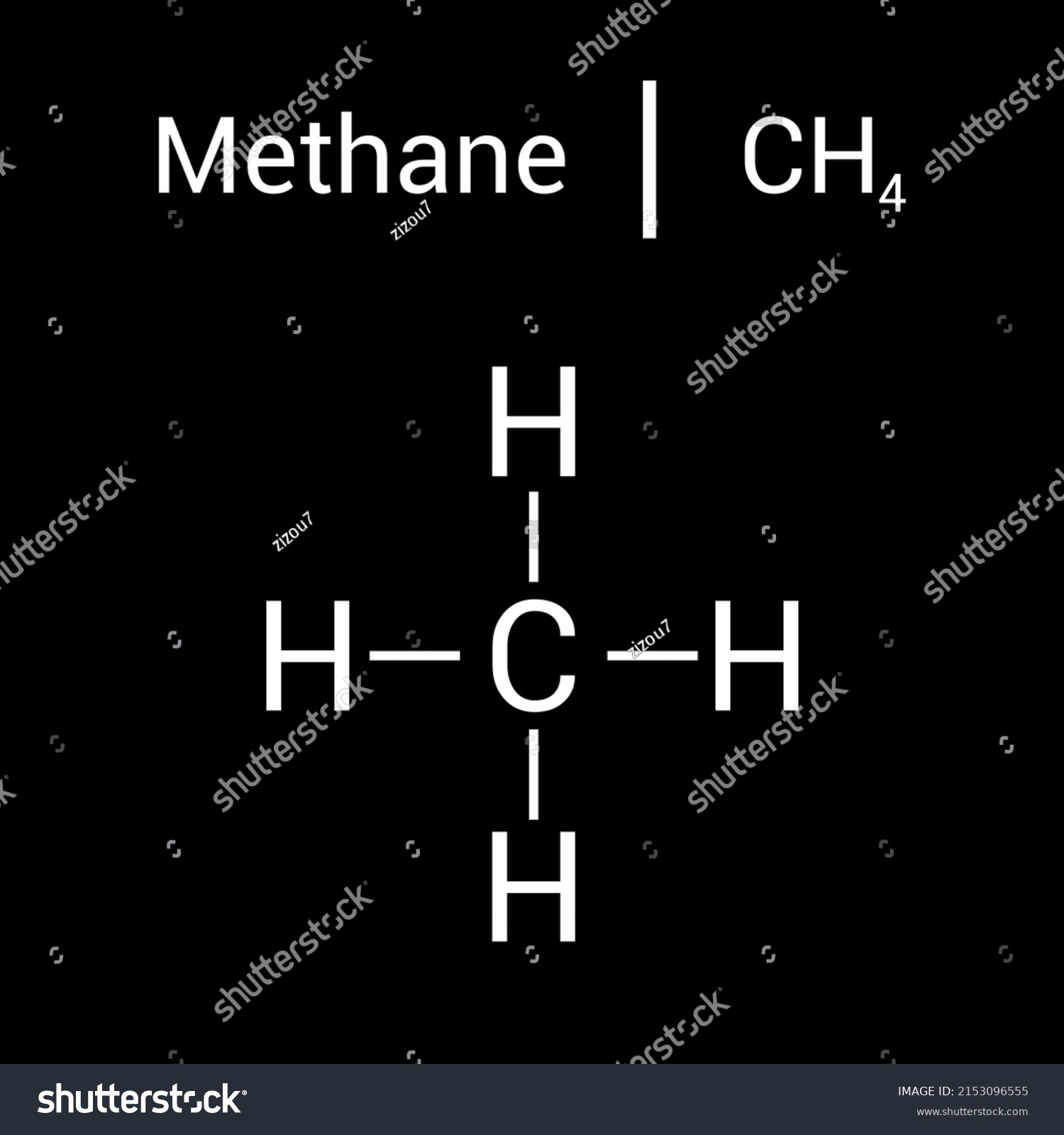 Chemical Structure Methane Ch4 Stock Vector Royalty Free 2153096555