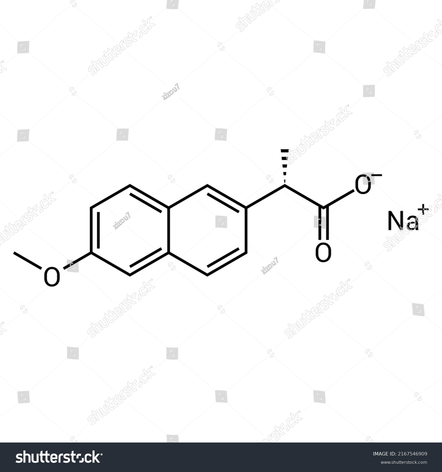 Chemical Structure Naproxen Sodium C14h13nao3 Stock Vector (Royalty ...