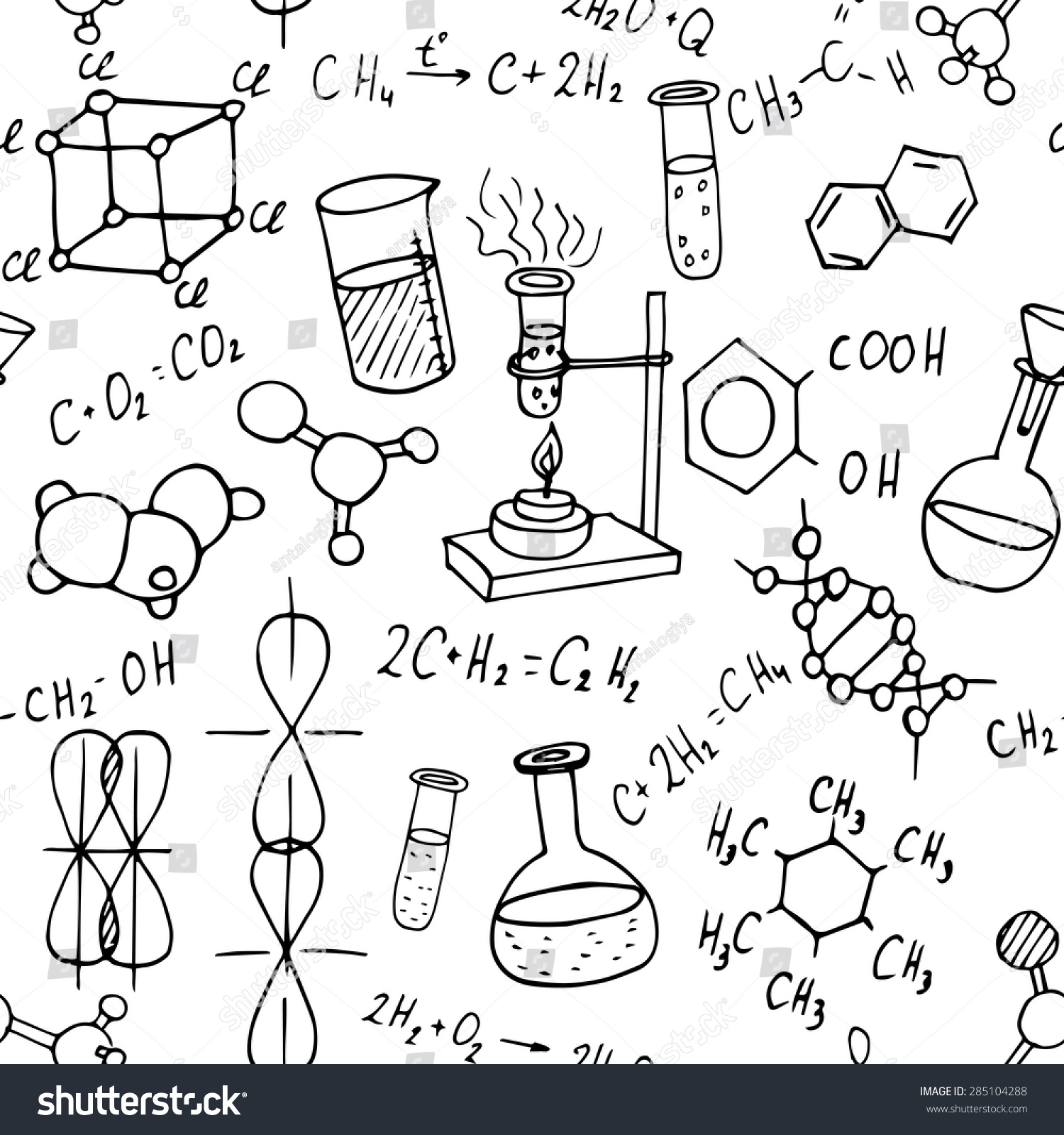 Chemistry Hand Drawn Doodles Background Science Stock Vector 285104288 ...