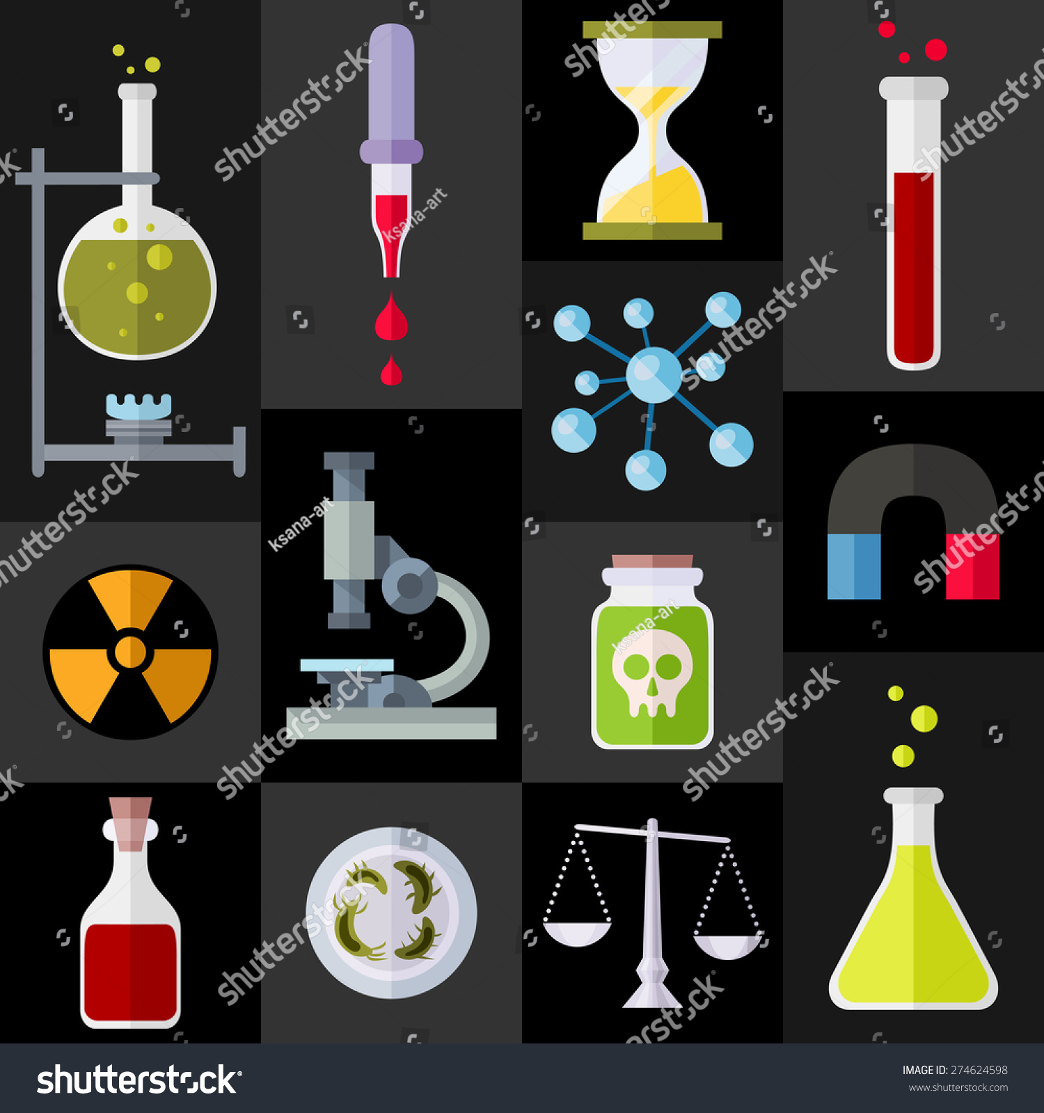 experimental vector bottle Chemical Objects Icons Stock Items Chemistry Different