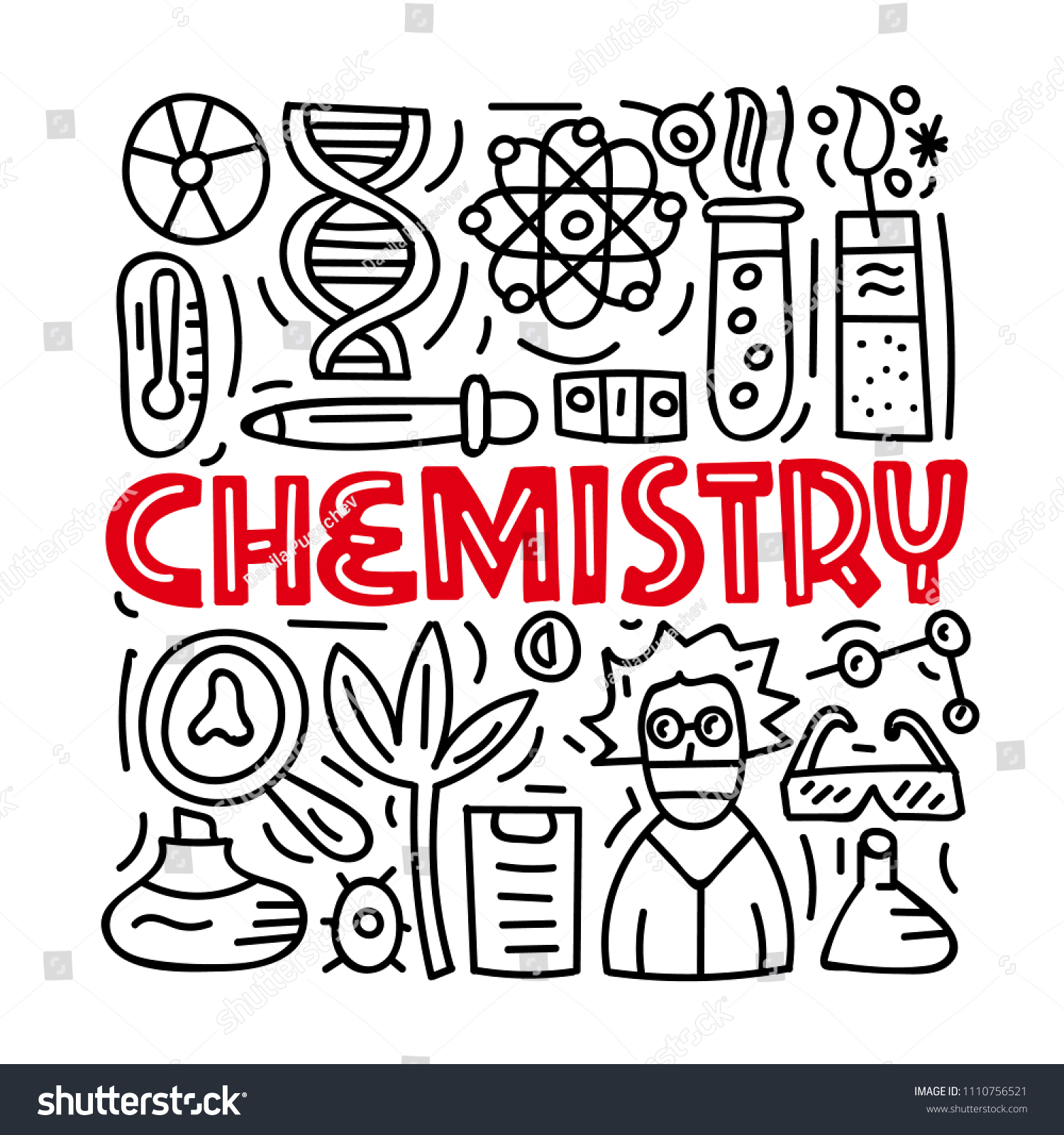 Chemistry Subject Conceptlettering Card Vector Illustration Stock ...