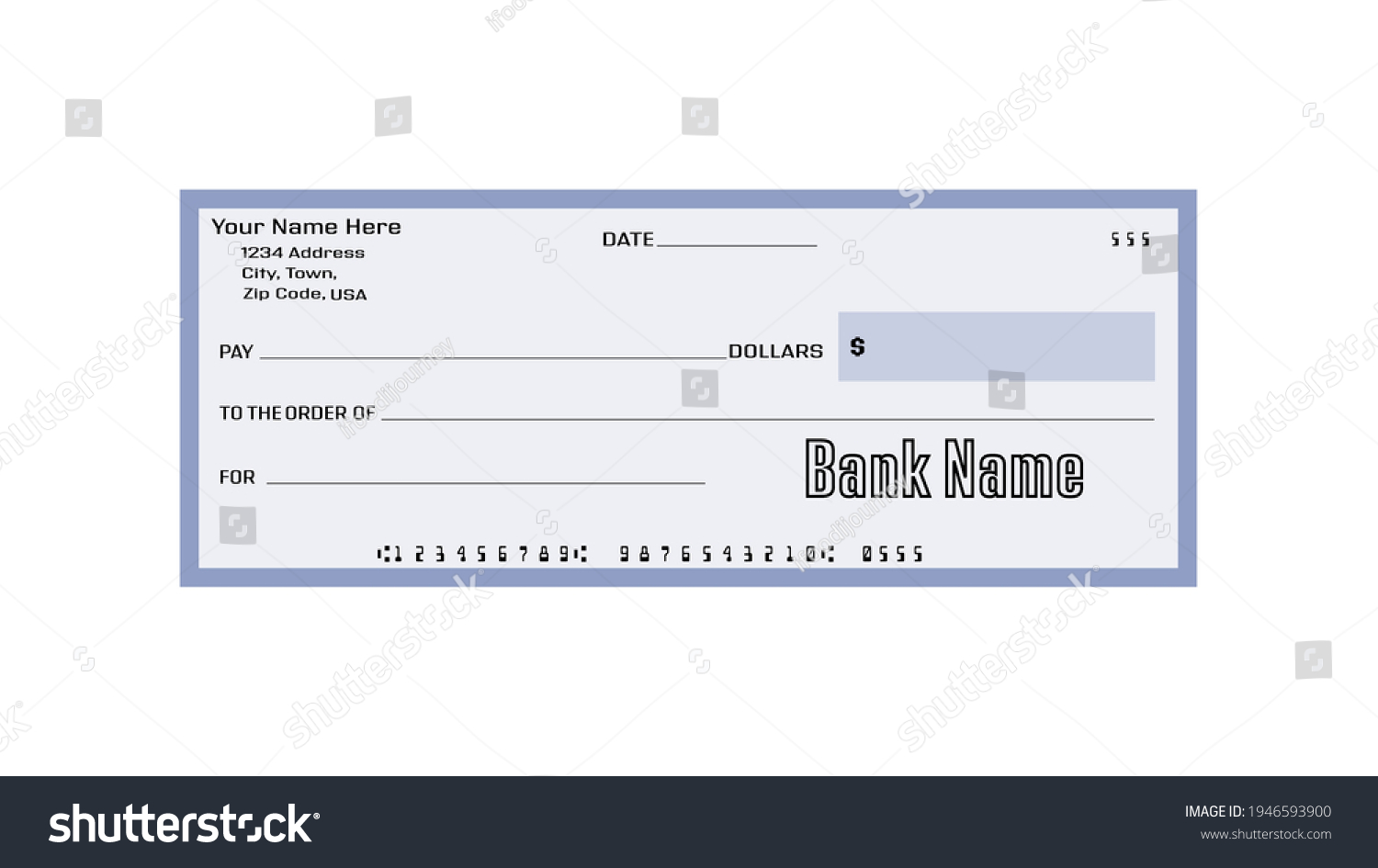 Cheque Book Soft Blue Color White Stock Vector (Royalty Free ...