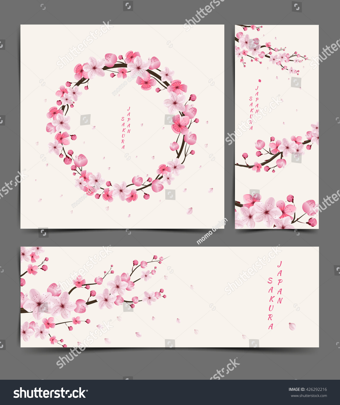 桜のリアルなベクター画像 イラスト レイアウト カード テンプレート 桜 日本 のベクター画像素材 ロイヤリティフリー