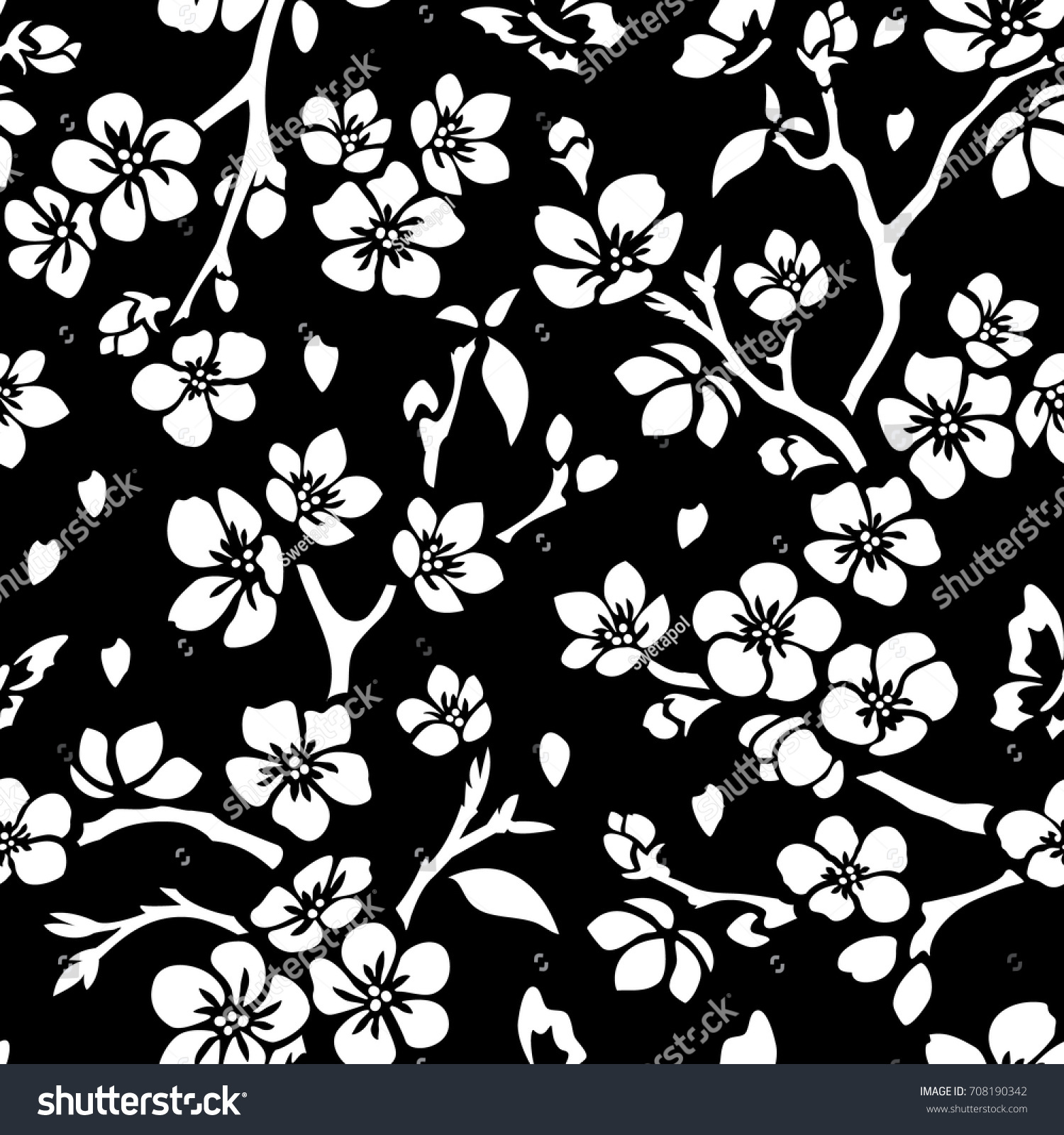 cherry blossom vector template seamless flowers stock vector