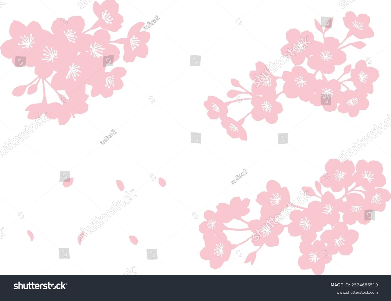 pink cherry blossom branches on white background clip art preview