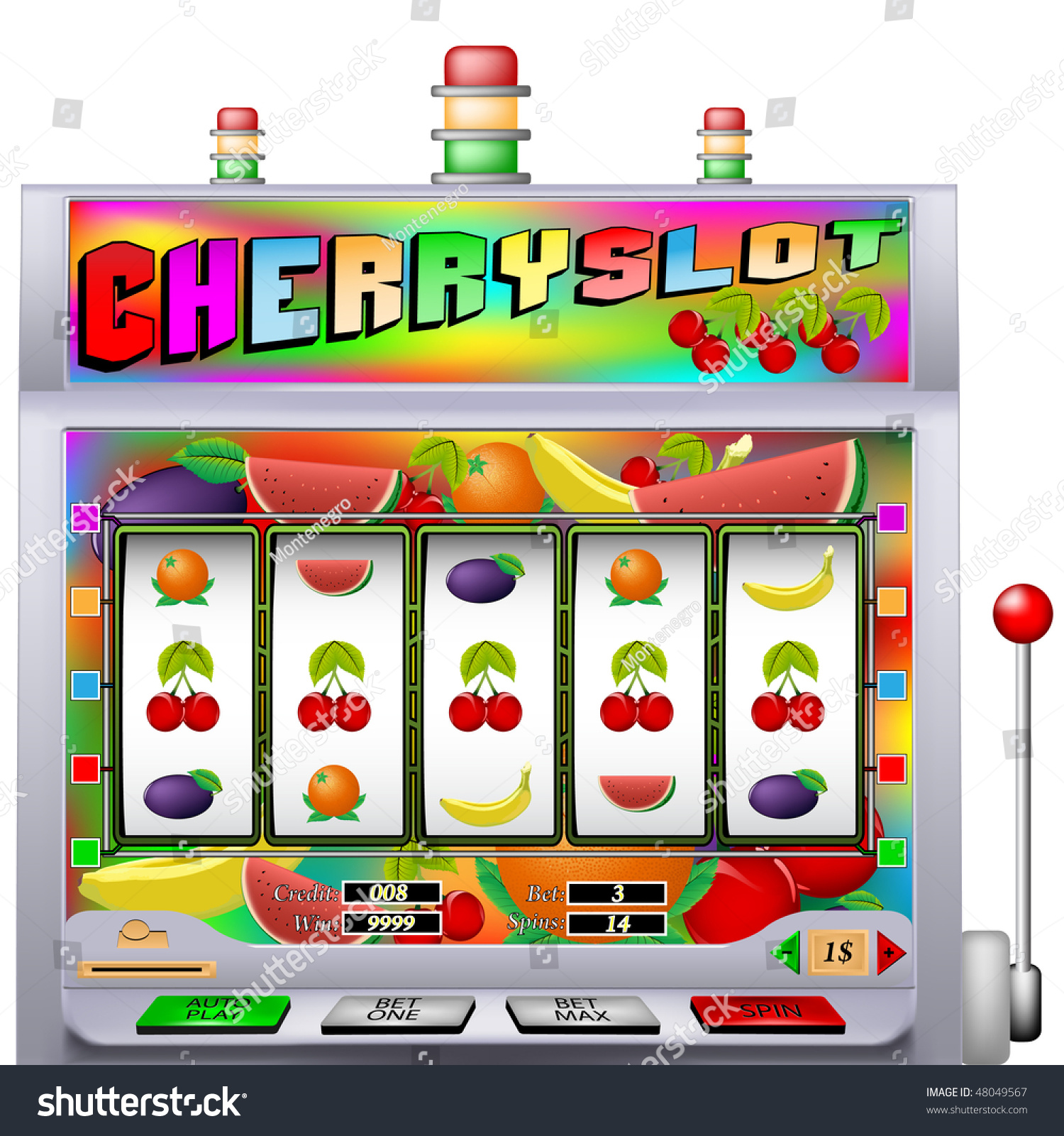 Cherry Slot Machine Vector Illustration With Various Types Of Fruit ...